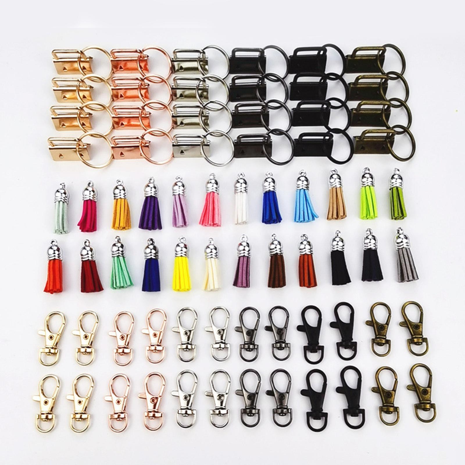 72Pcs Key Fob Hardware Wristlet Set 6 Colors with Rings for Key Lanyard