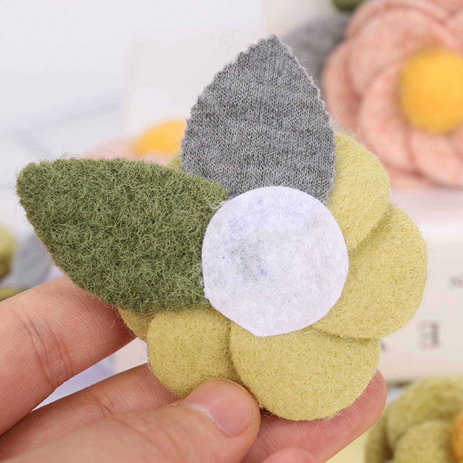 6Pcs Fabric Felt Flower Applique Wedding 6.5cm Floral Dress Costume Green