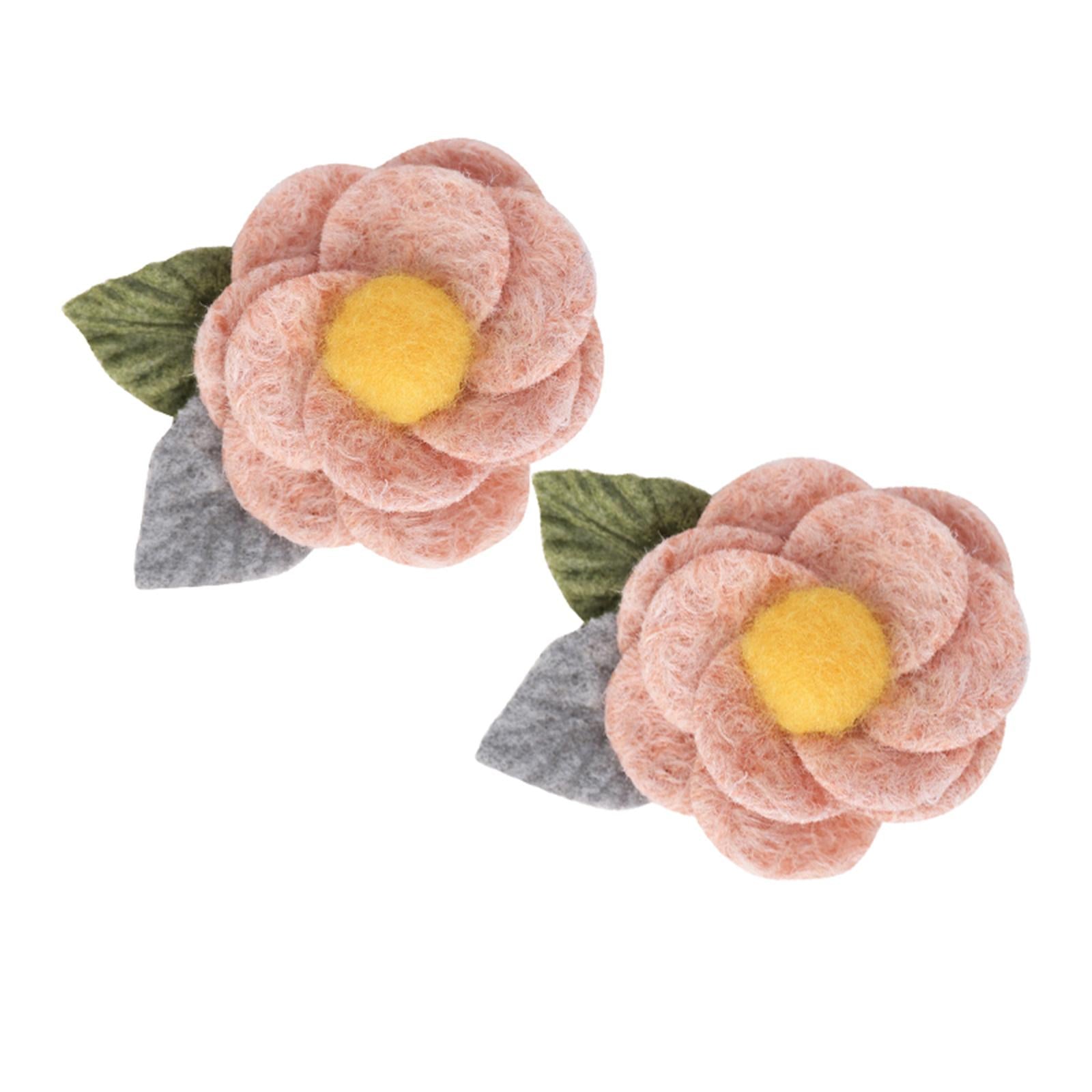 6Pcs Fabric Felt Flower Applique Wedding 6.5cm Floral Dress Costume Pink