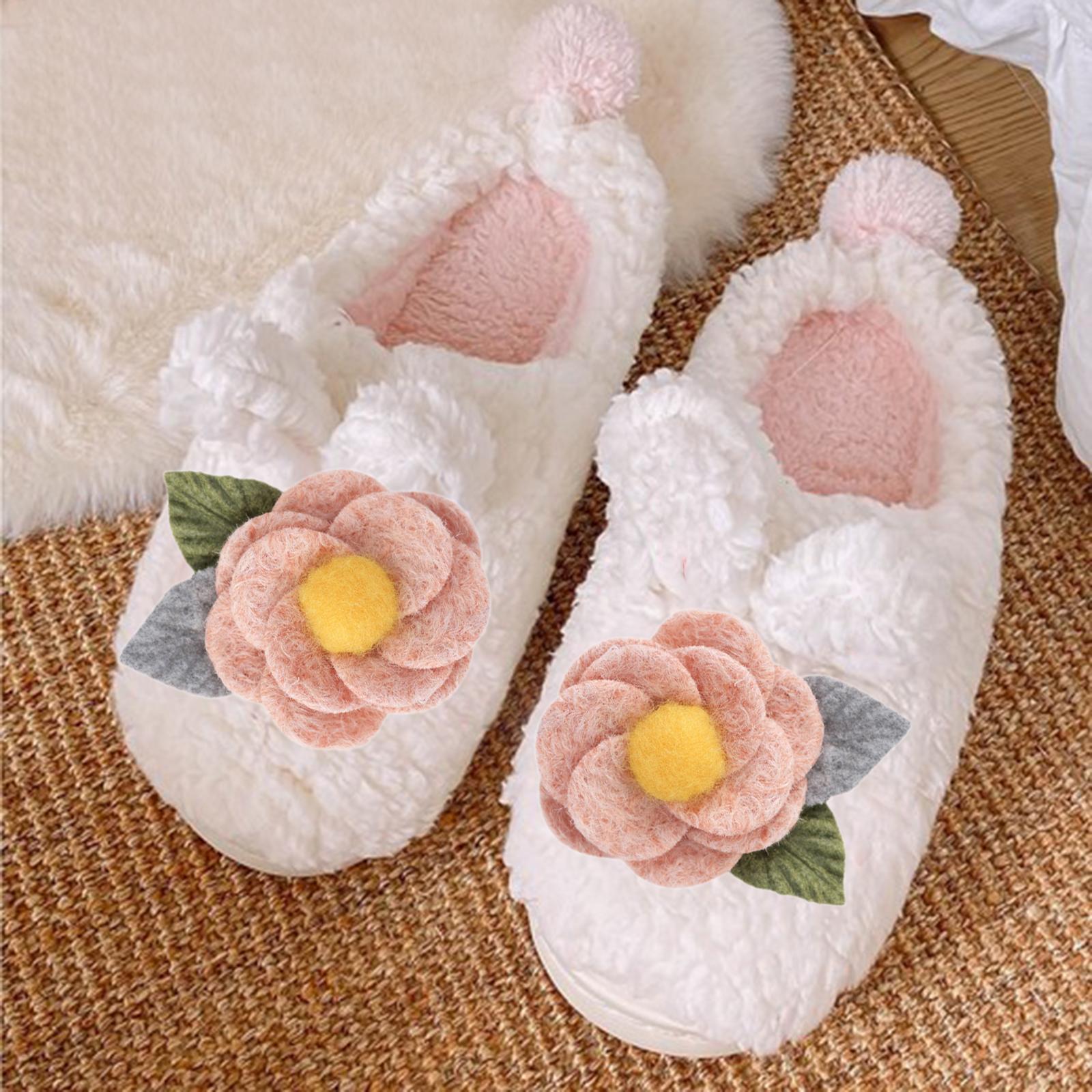 6Pcs Fabric Felt Flower Applique Wedding 6.5cm Floral Dress Costume Pink