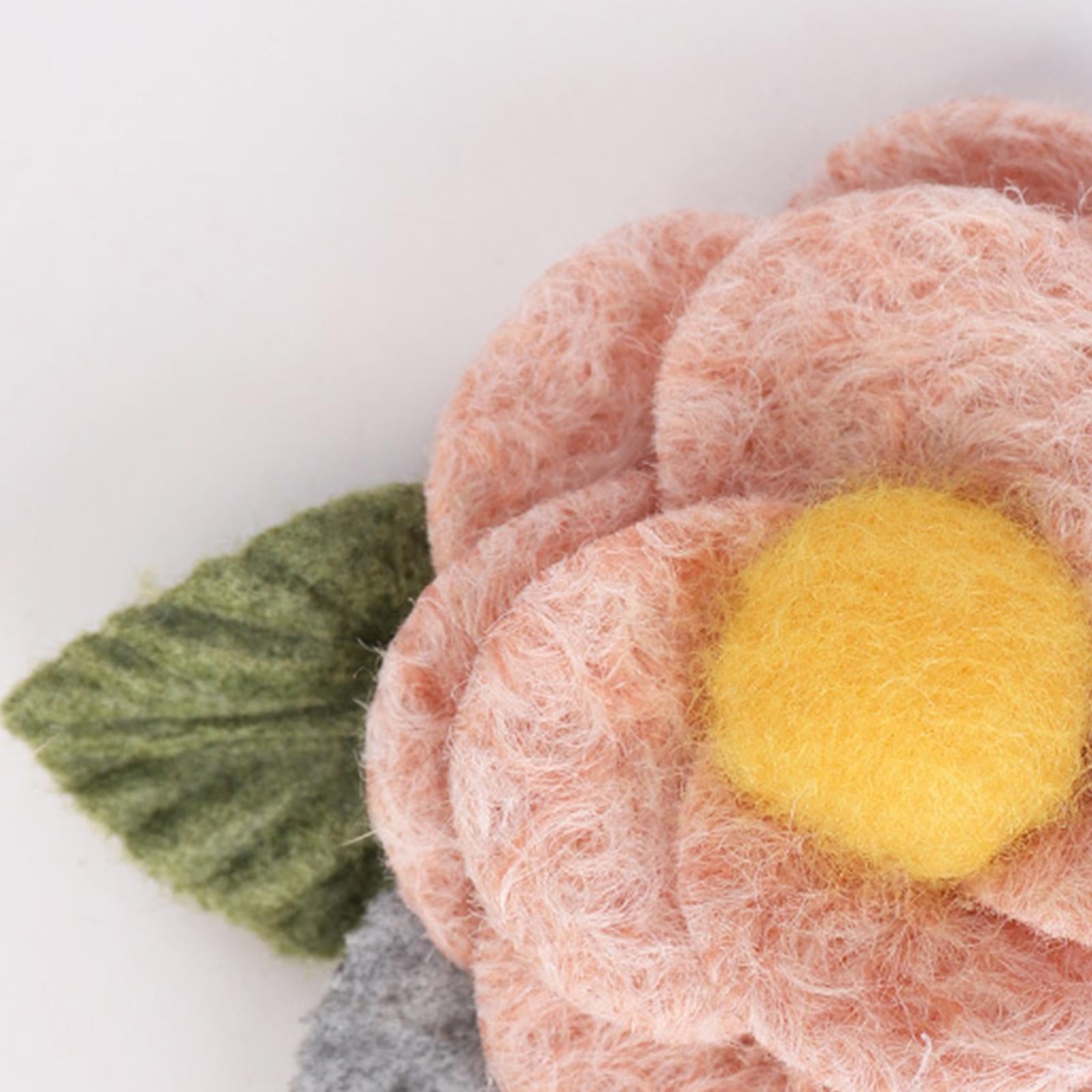 6Pcs Fabric Felt Flower Applique Wedding 6.5cm Floral Dress Costume Pink