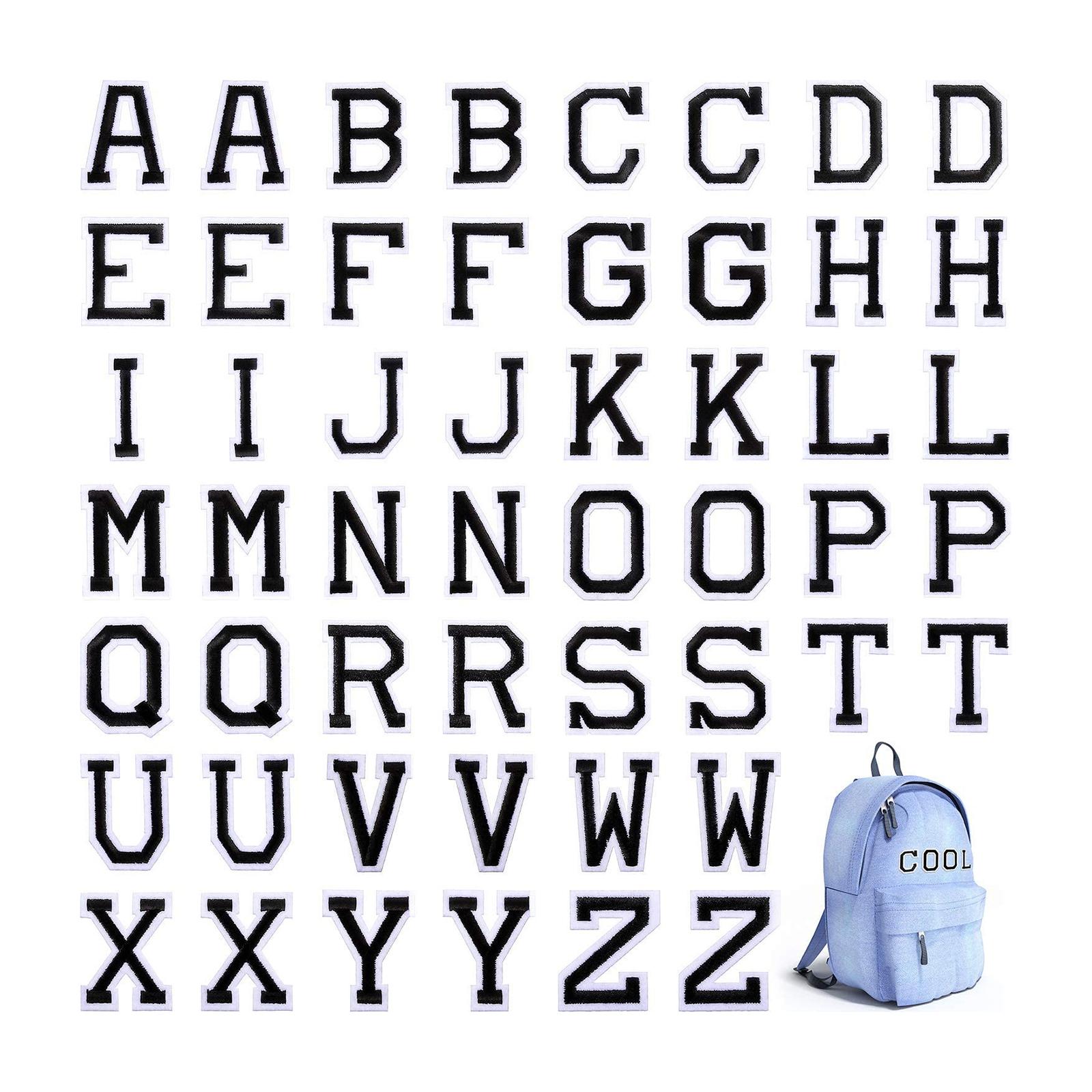 Alphabet / Letters Iron On Patch Badge Kids A-Z Letter Patches for Clothing Black 52pcs