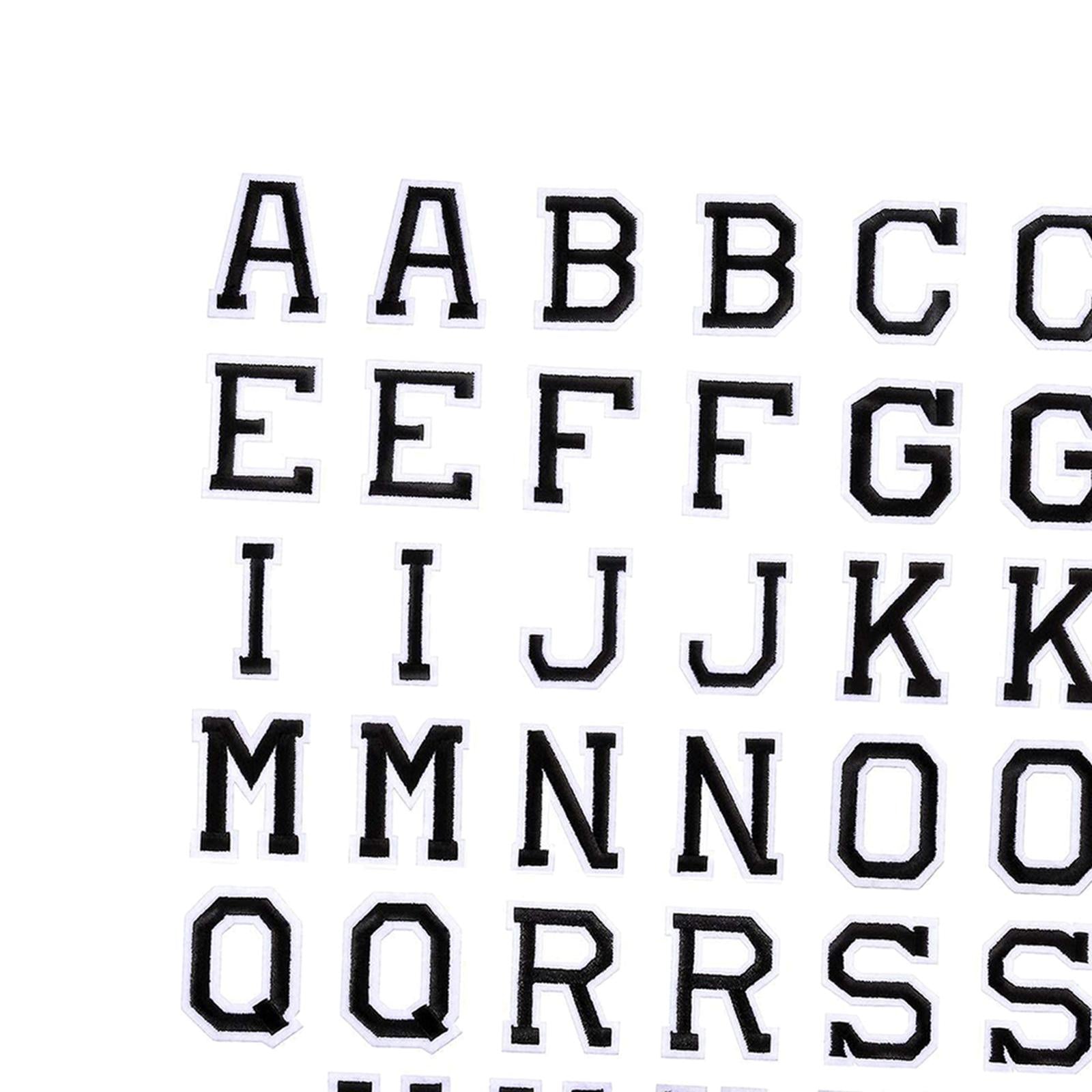 Alphabet / Letters Iron On Patch Badge Kids A-Z Letter Patches for Clothing Black 52pcs