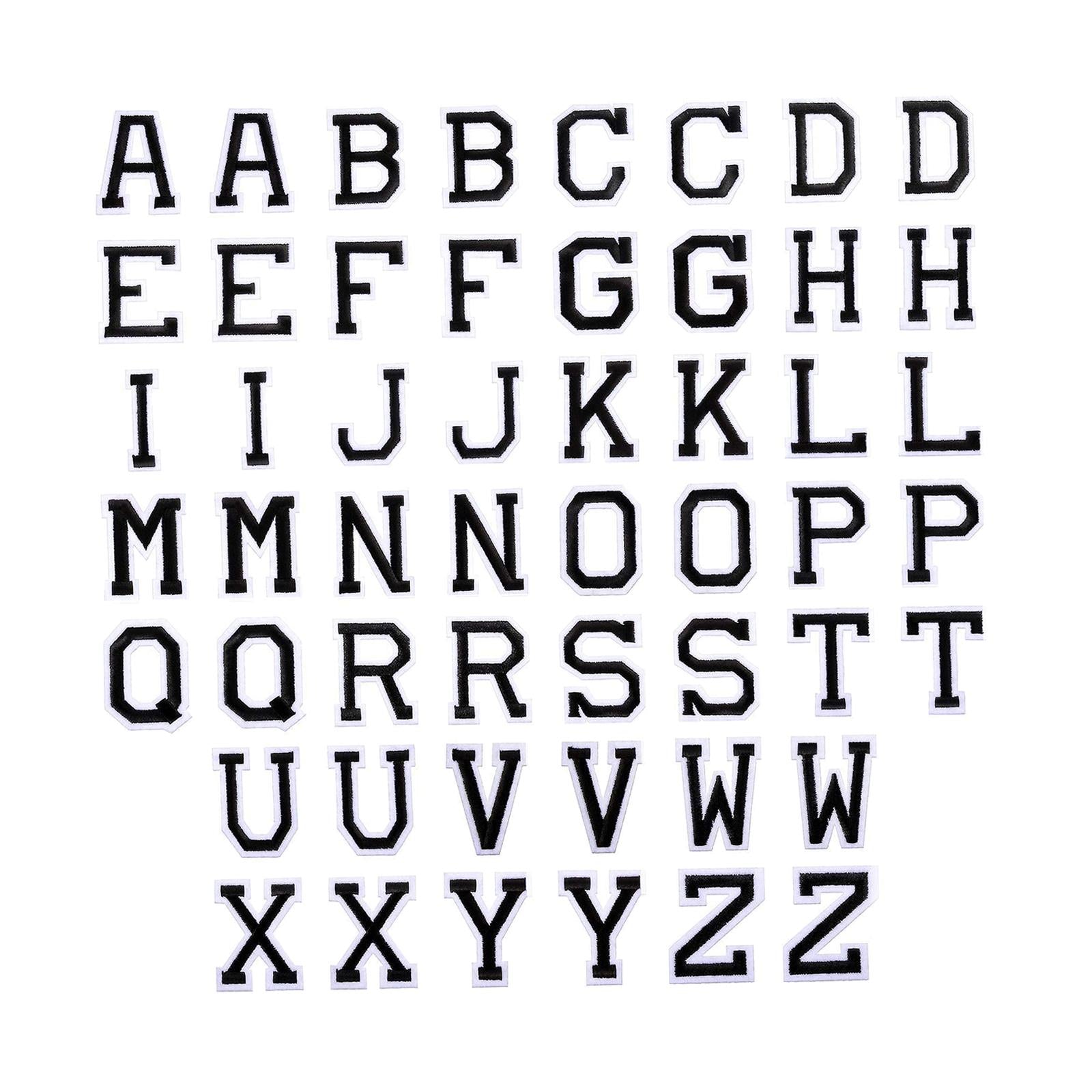 Alphabet / Letters Iron On Patch Badge Kids A-Z Letter Patches for Clothing Black 52pcs