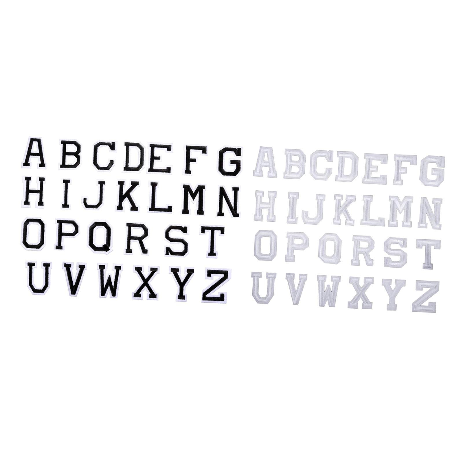 Alphabet / Letters Iron On Patch Badge Kids A-Z Letter Patches for Clothing White Black 52pcs