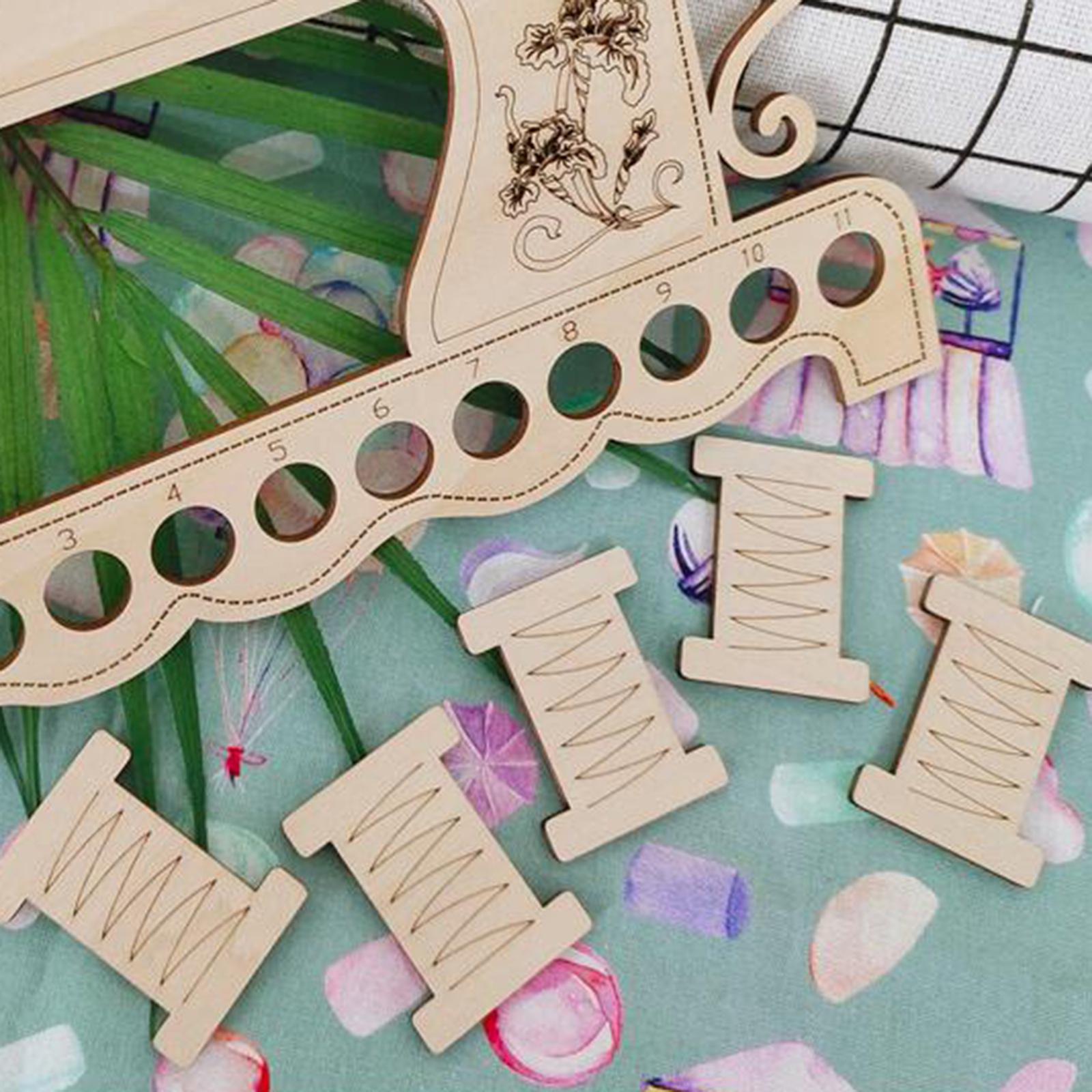 11x Wooden Embroidery Floss Organizer Cross Stitch Thread Holder Storage