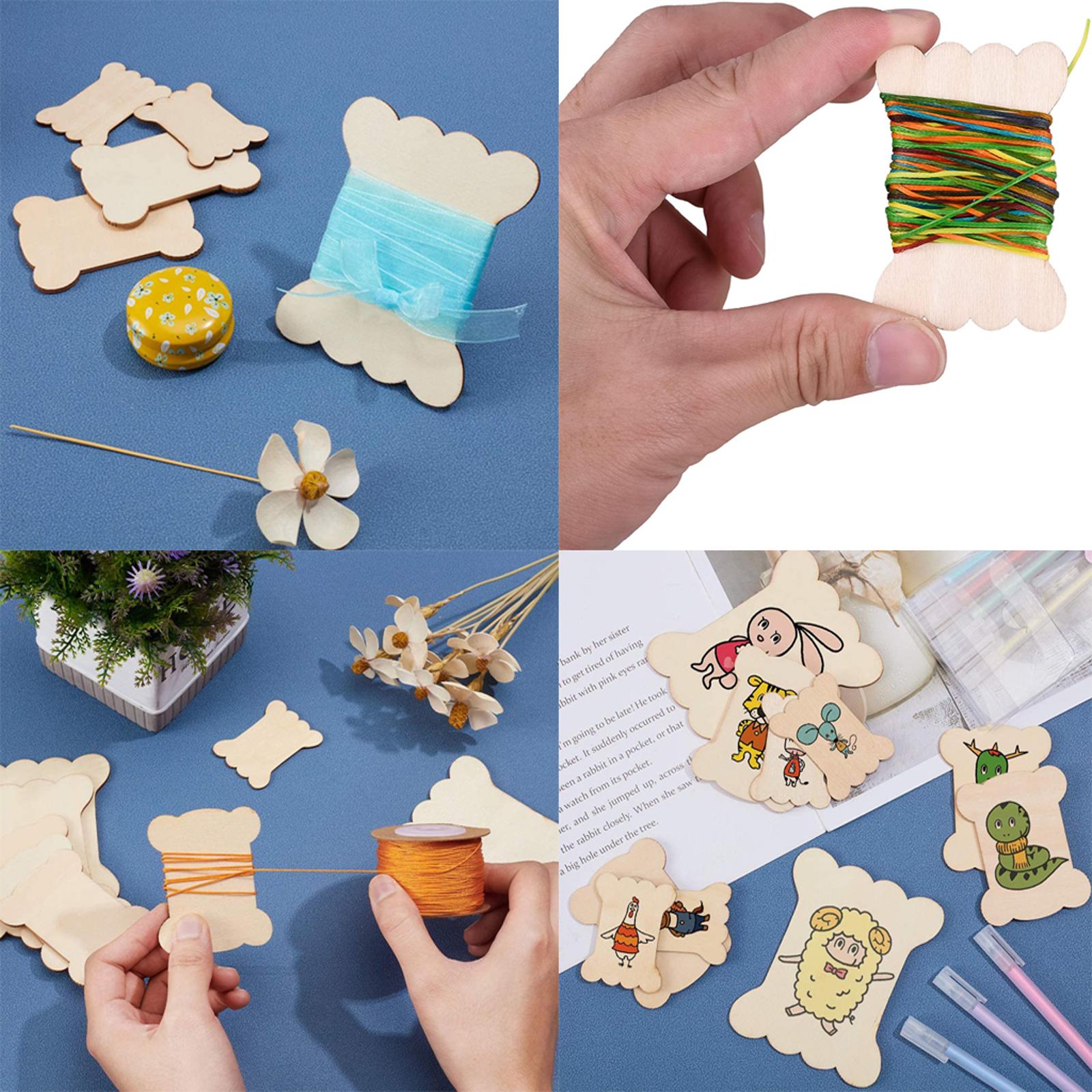 Wooden Floss Bobbins Cross Stitch Cotton Thread Bobbin Wheat 10pcs