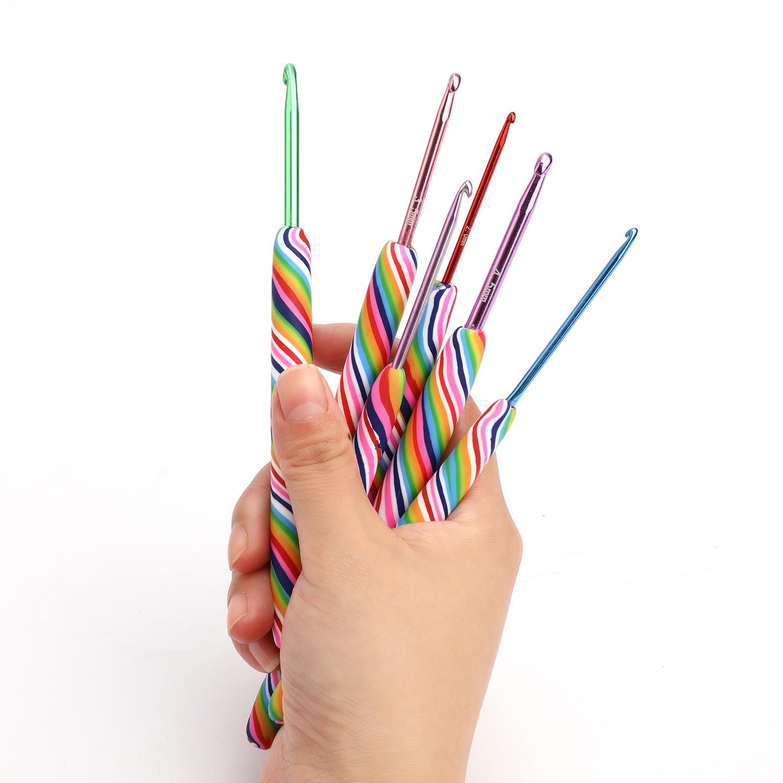 Crochet Hooks Set Ergonomic Grip Kit Yarn Knitting DIY Crafts Accessories 10pcs with Tools