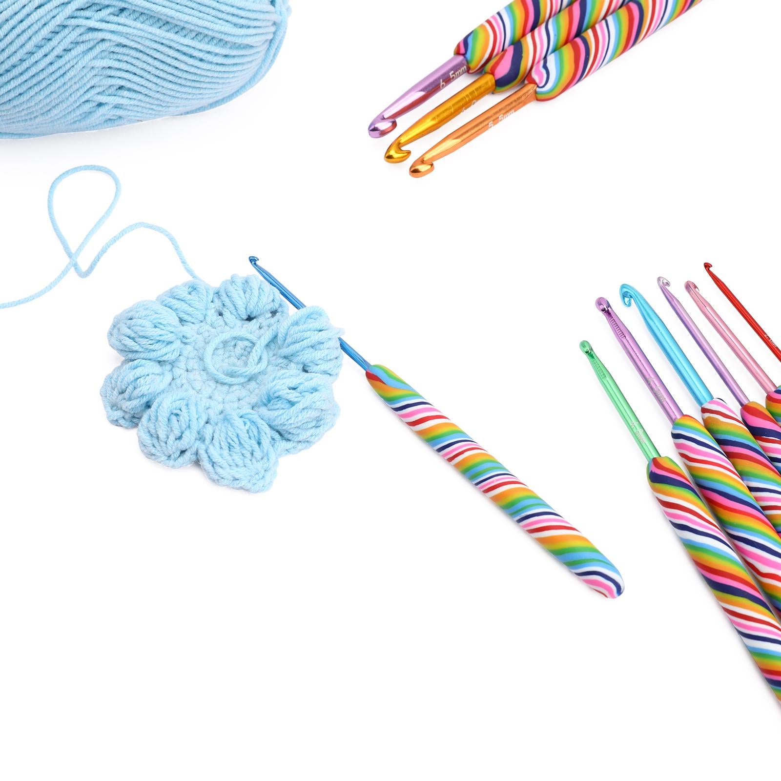 Crochet Hooks Set Ergonomic Grip Kit Yarn Knitting DIY Crafts Accessories 10pcs with Tools