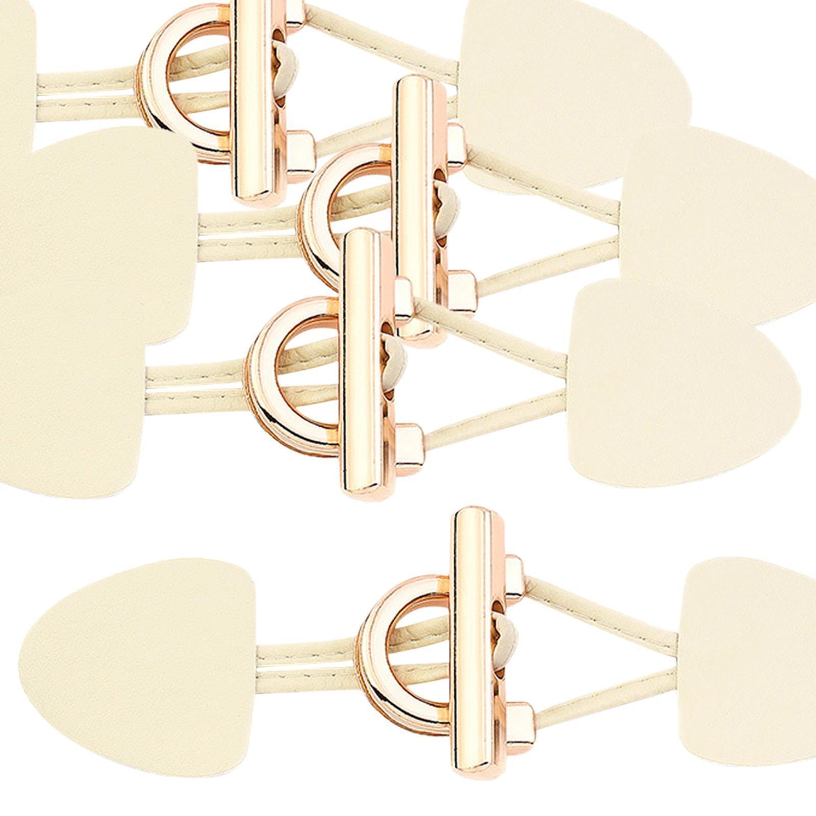 8Pcs Vintage PU Leather Sew-On Toggles Resin Horn Button Closures DIY Sewing Beige
