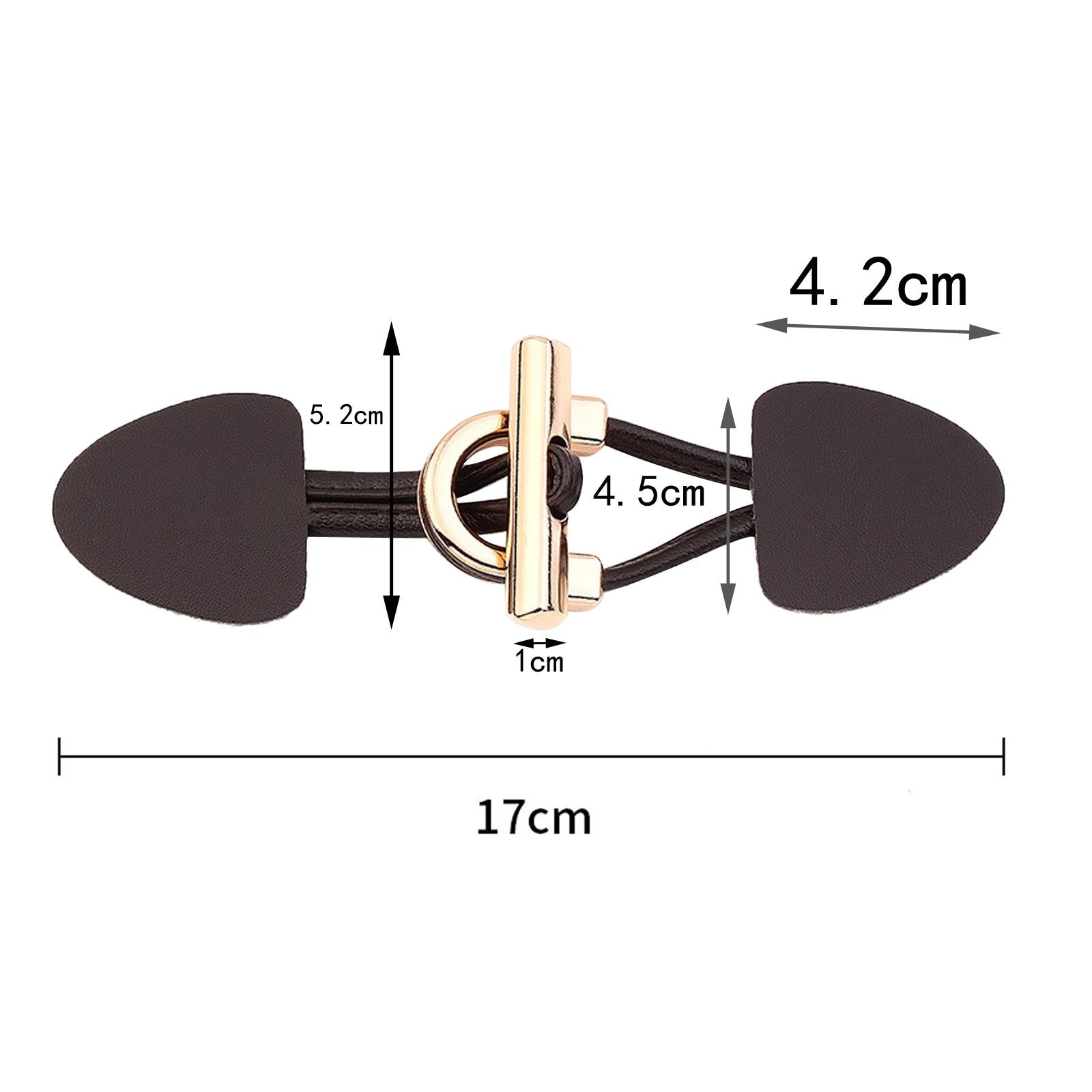 8Pcs Vintage PU Leather Sew-On Toggles Resin Horn Button Closures DIY Sewing Dark Brown