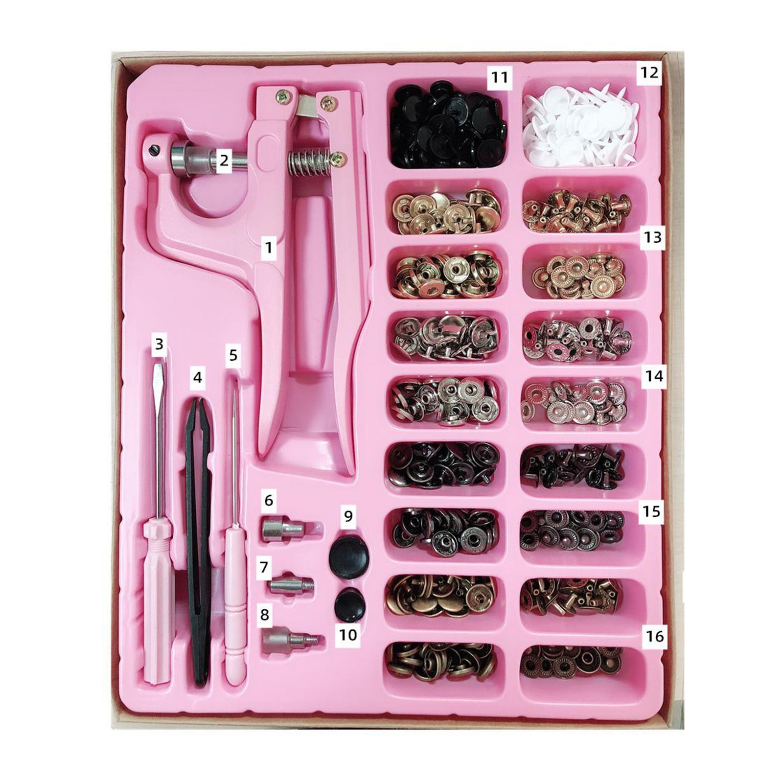 Leather Snap Fasteners Kit Metal Button Snaps Press Studs with Snap Pliers 120pcs