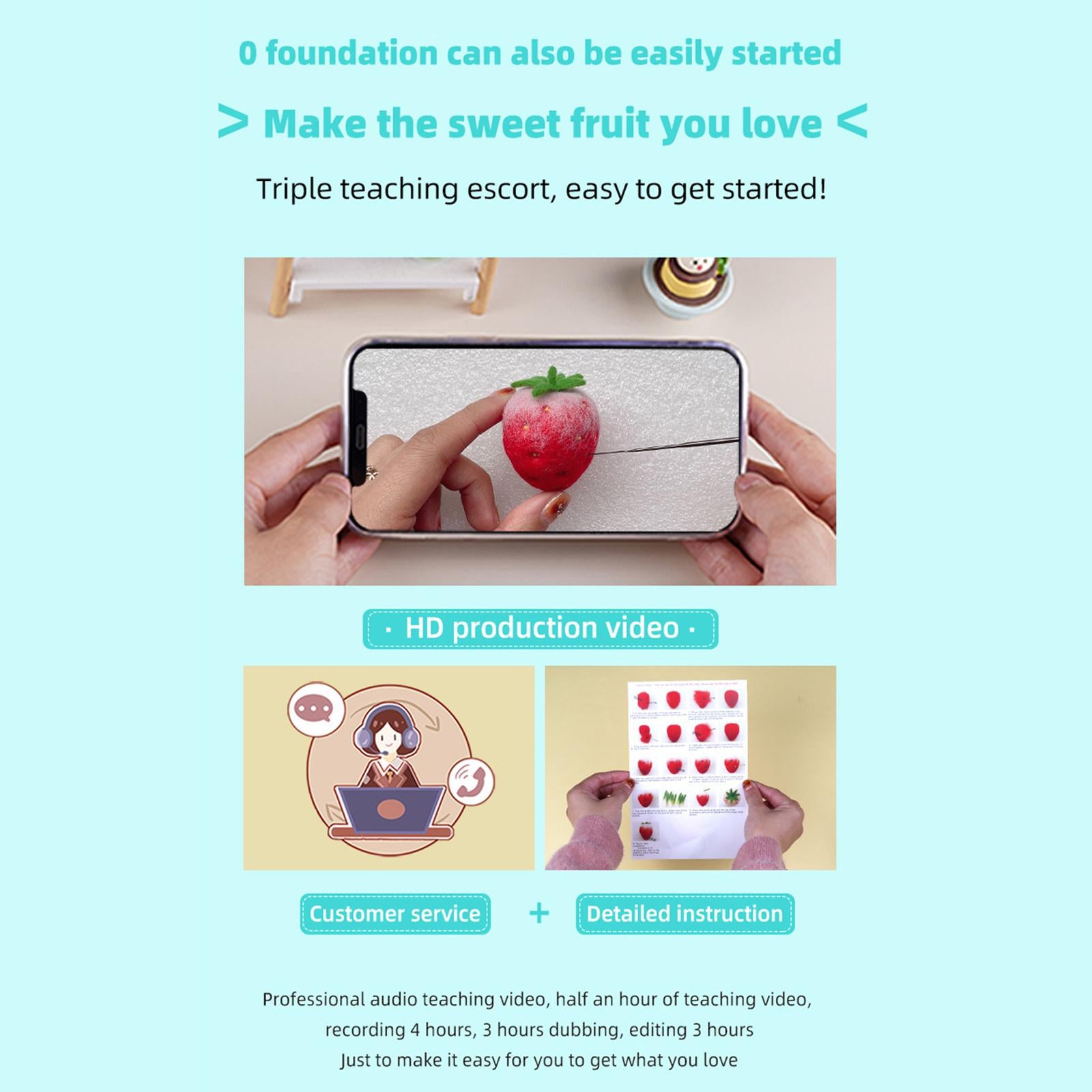 DIY Wool Needle Craft Felting Fruit Poked Starter Beginners Kit Apples