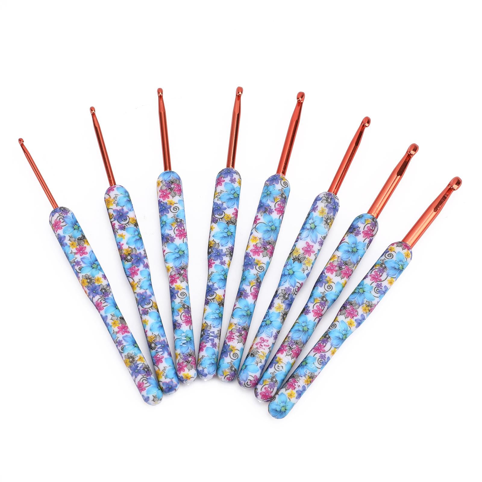 8Pcs Crochet Hooks Set Soft Grip Handles Knitting Needles Aluminum