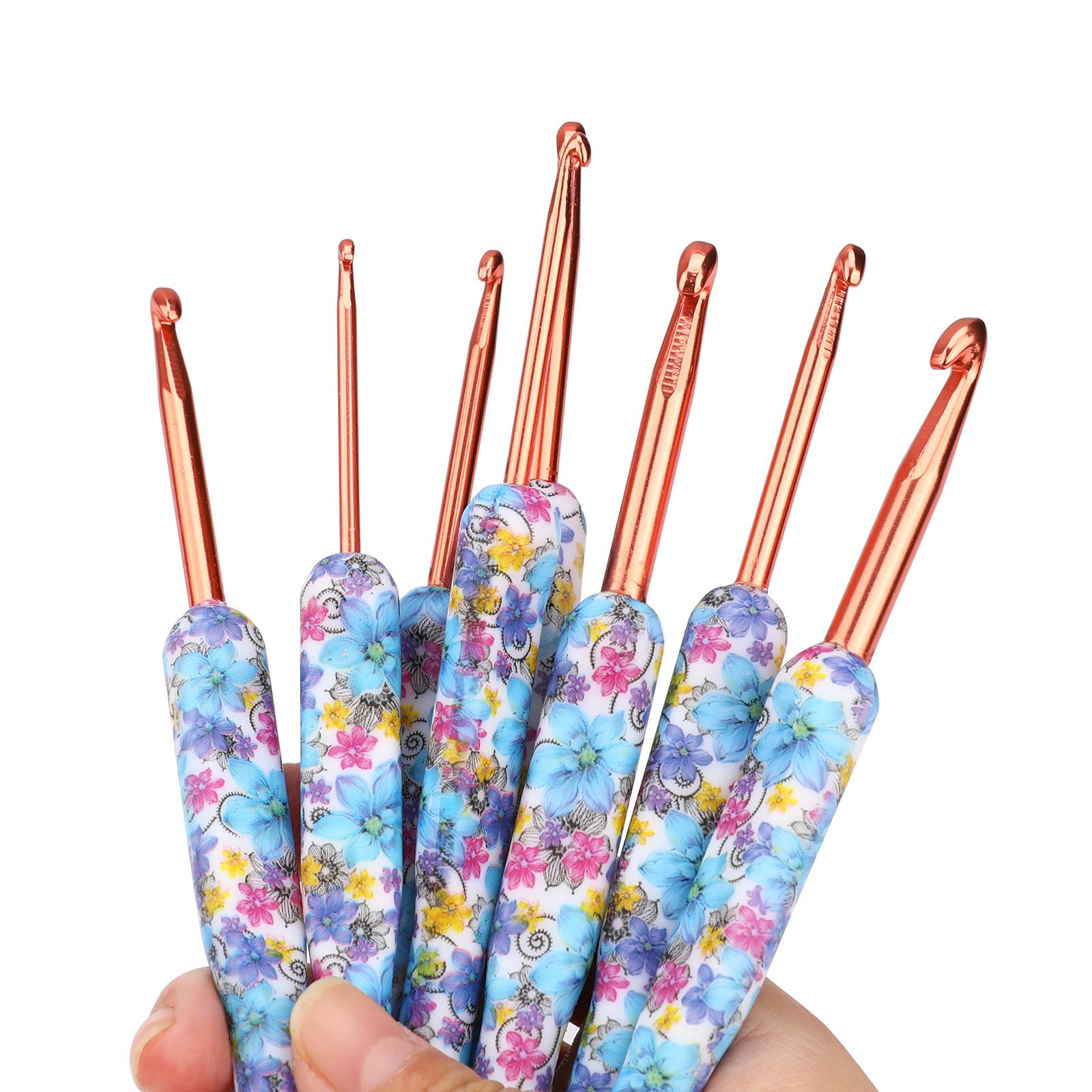 8Pcs Crochet Hooks Set Soft Grip Handles Knitting Needles Aluminum