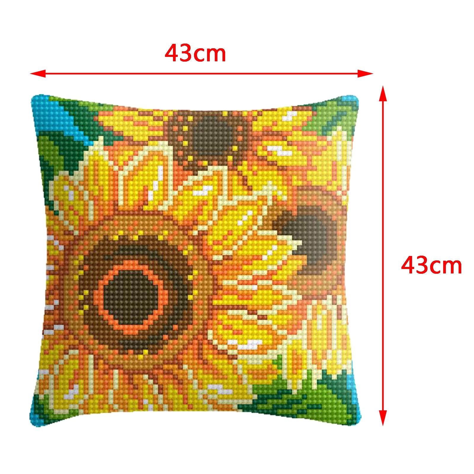 Embroidery Pillow Covers Kit DIY Home Decor for Beginners Kids Yellow flower