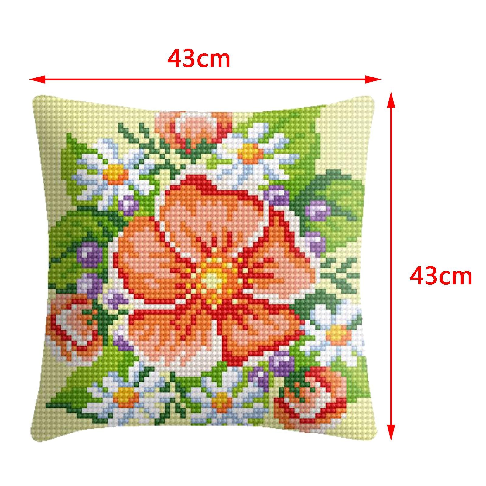 Embroidery Pillow Covers Kit DIY Home Decor for Beginners Kids Flower