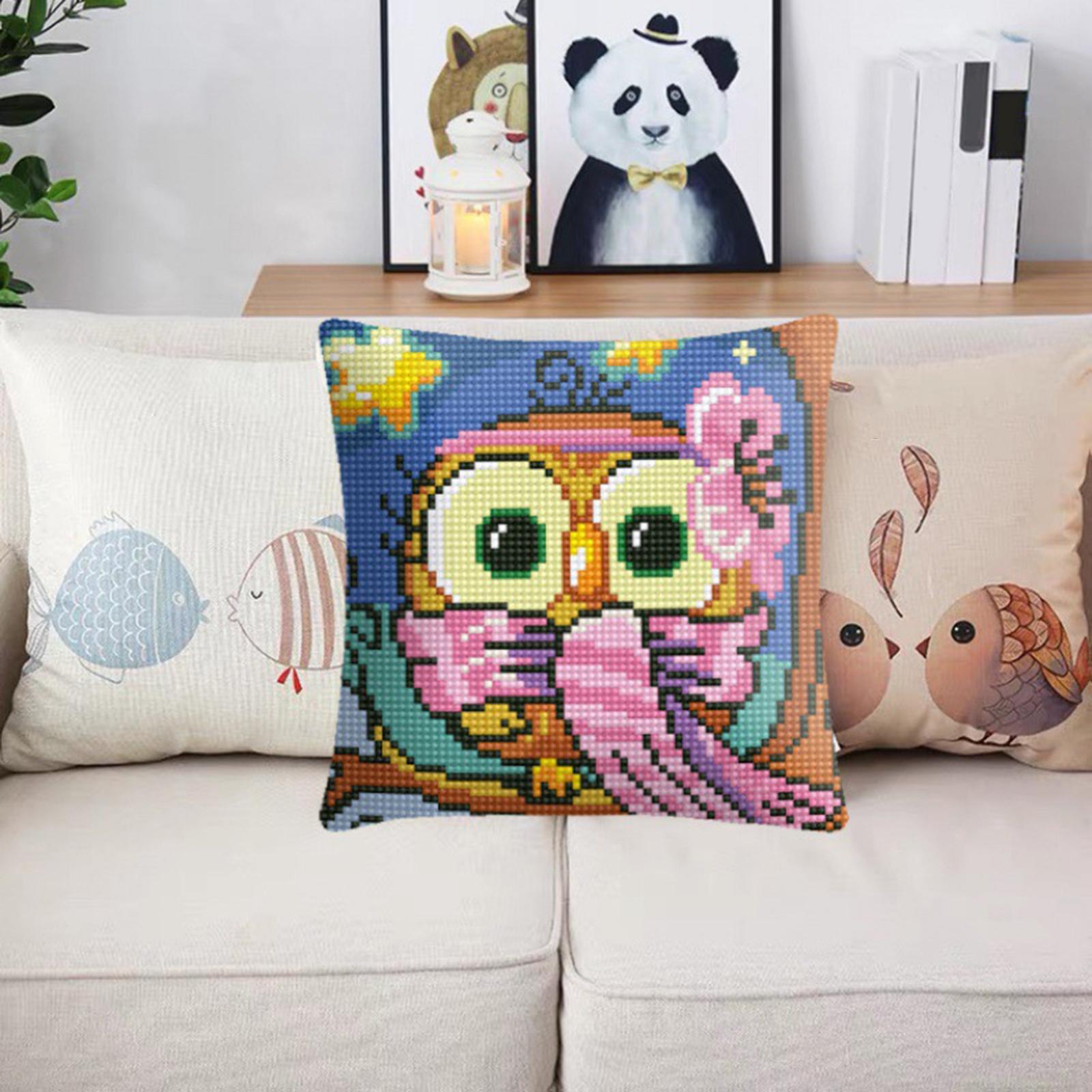 Embroidery Pillow Covers Kit DIY Home Decor for Beginners Kids Owl