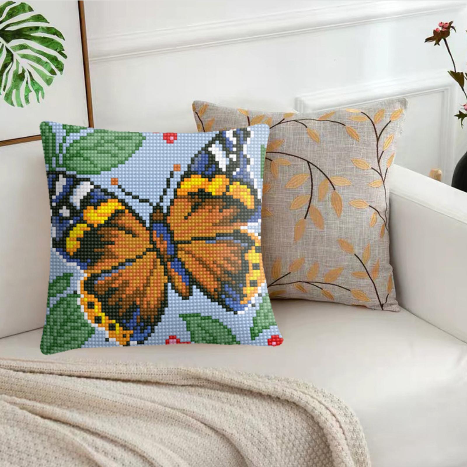 Embroidery Pillow Covers Kit DIY Home Decor for Beginners Kids Butterfly