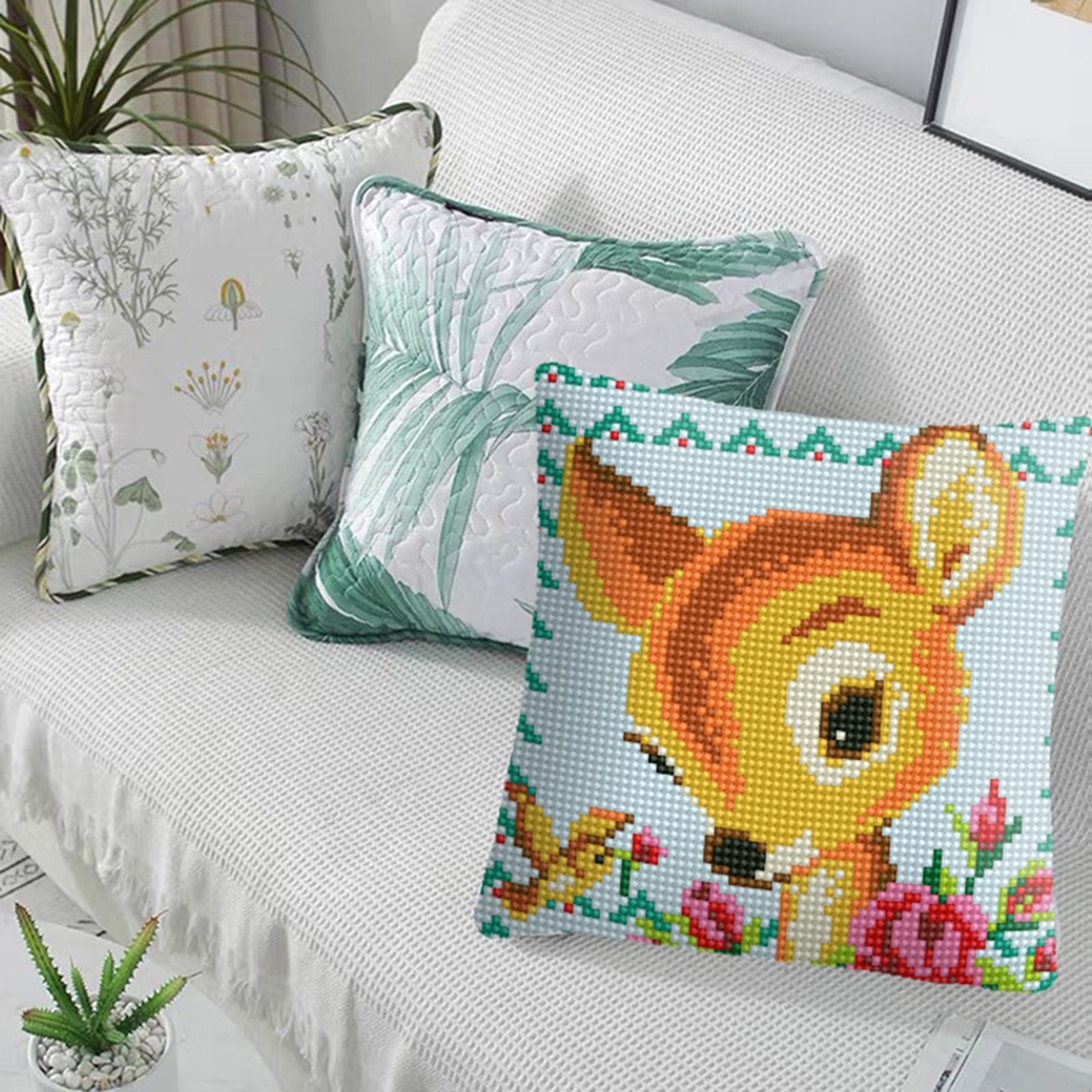 Embroidery Pillow Covers Kit DIY Home Decor for Beginners Kids Deer