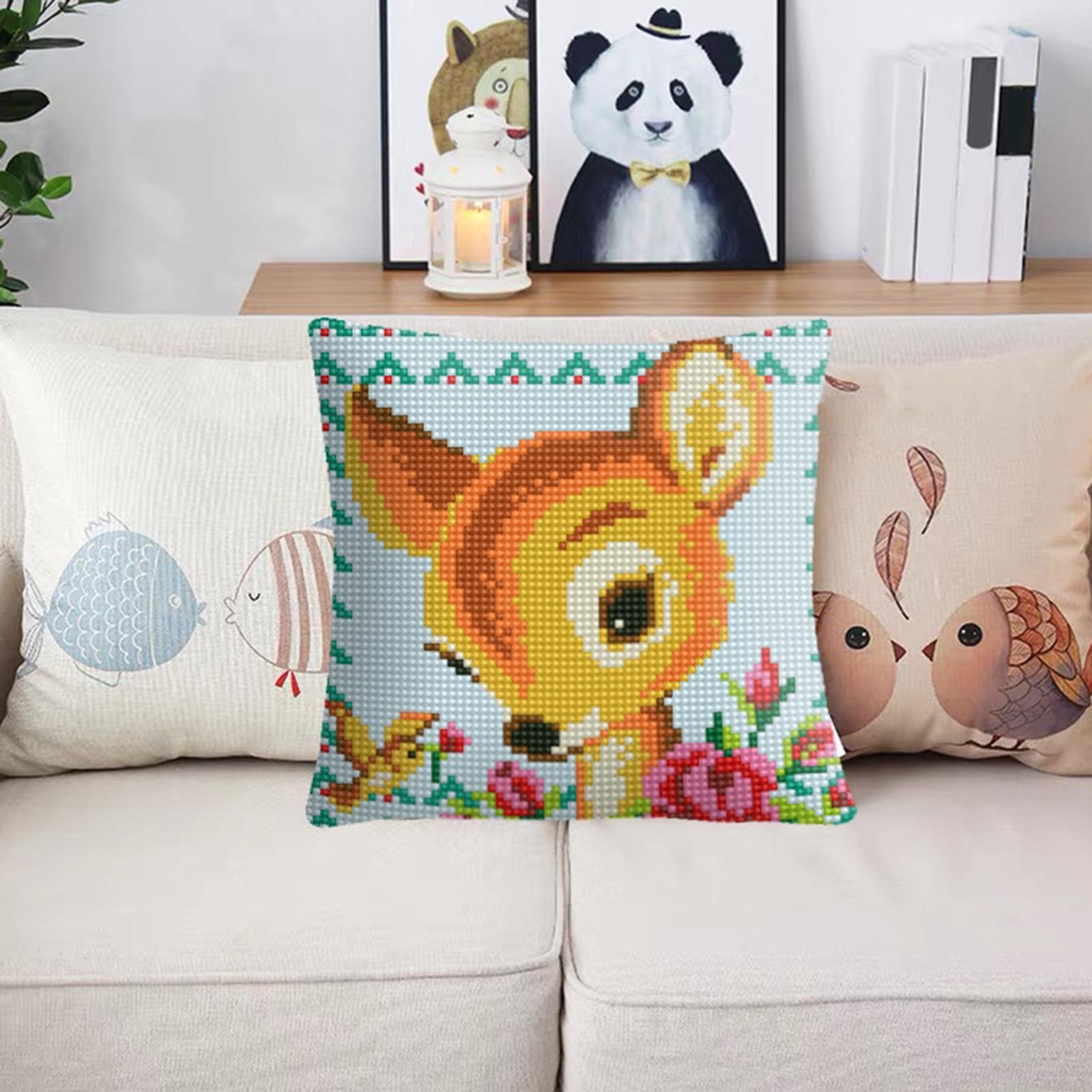Embroidery Pillow Covers Kit DIY Home Decor for Beginners Kids Deer