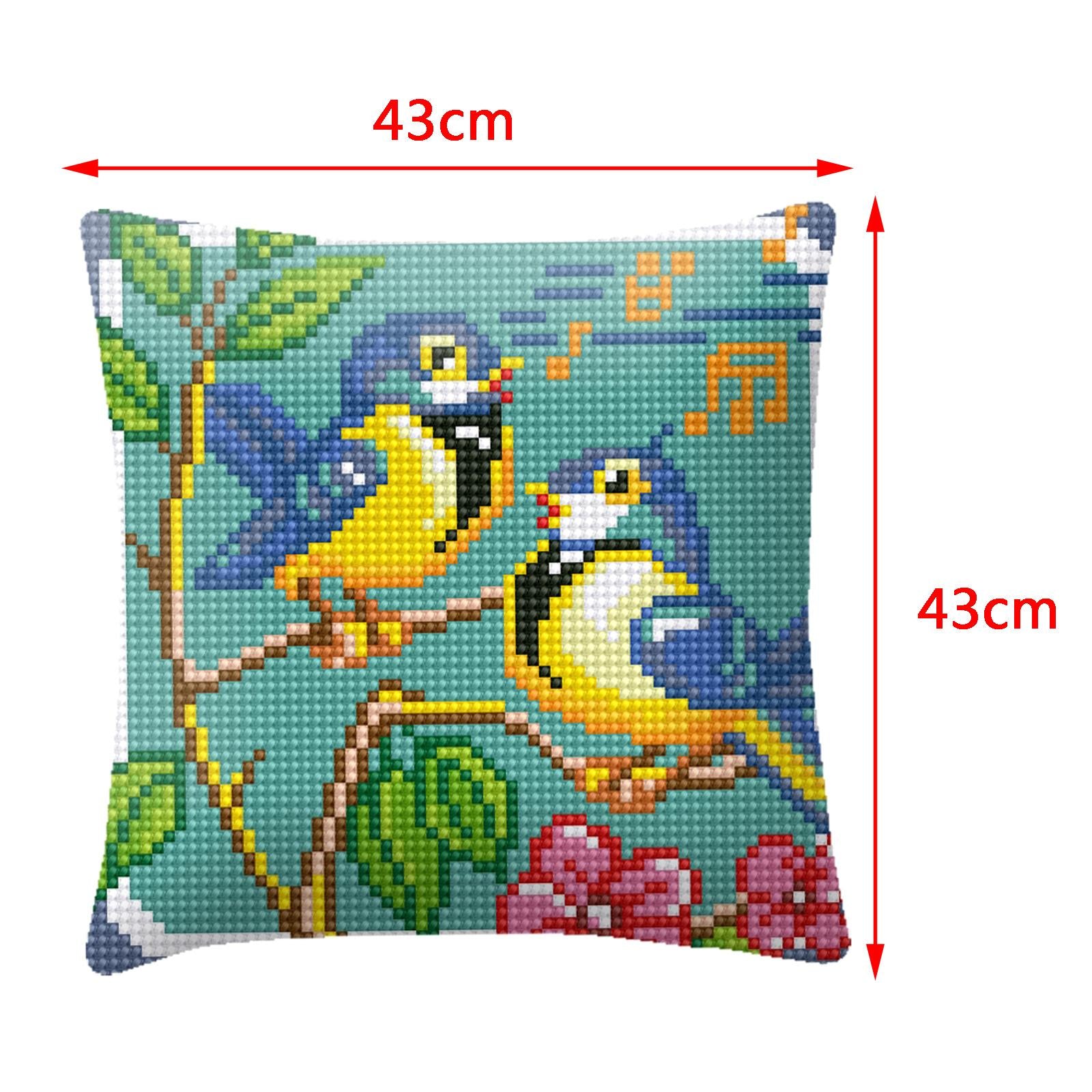 Embroidery Pillow Covers Kit DIY Home Decor for Beginners Kids Bird