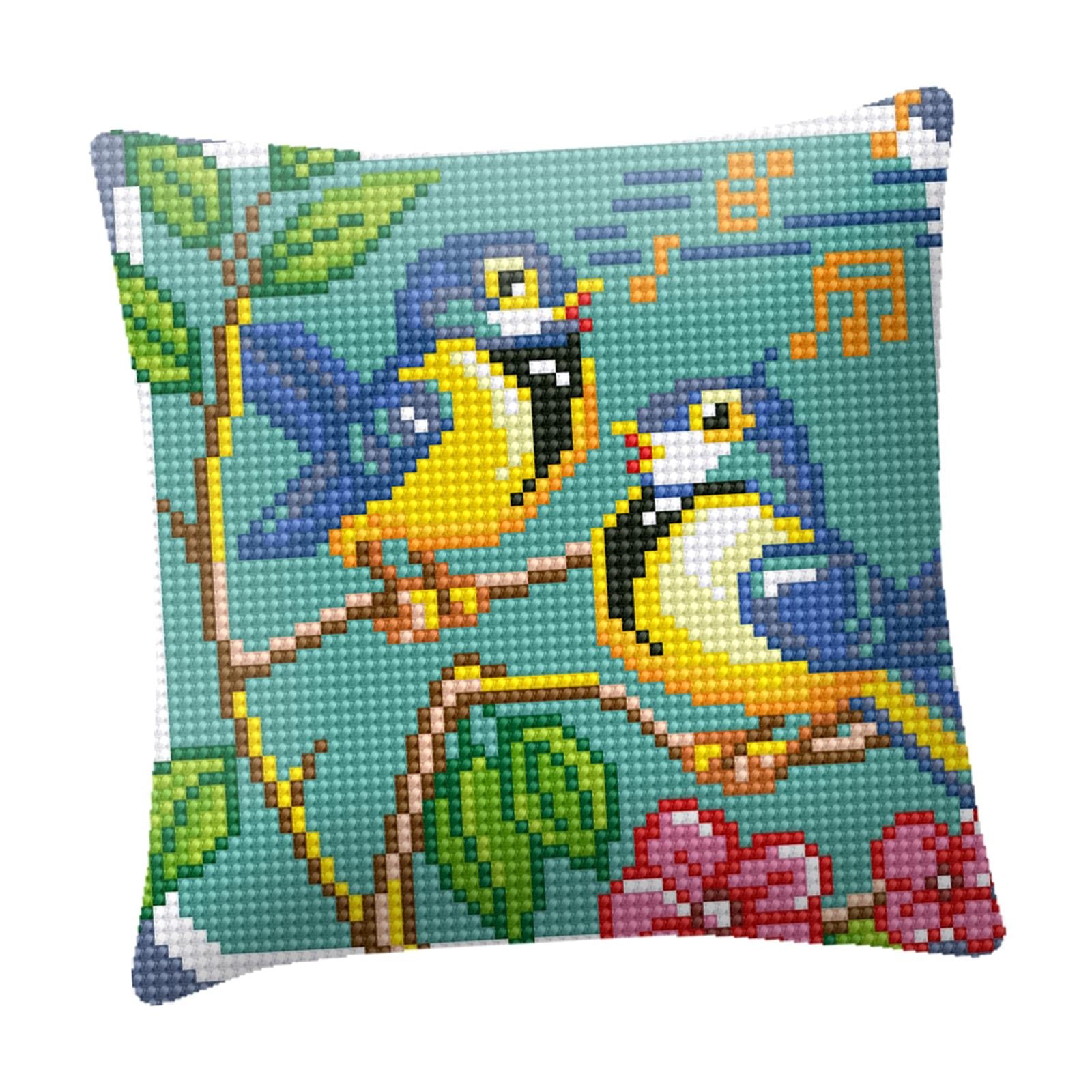 Embroidery Pillow Covers Kit DIY Home Decor for Beginners Kids Bird