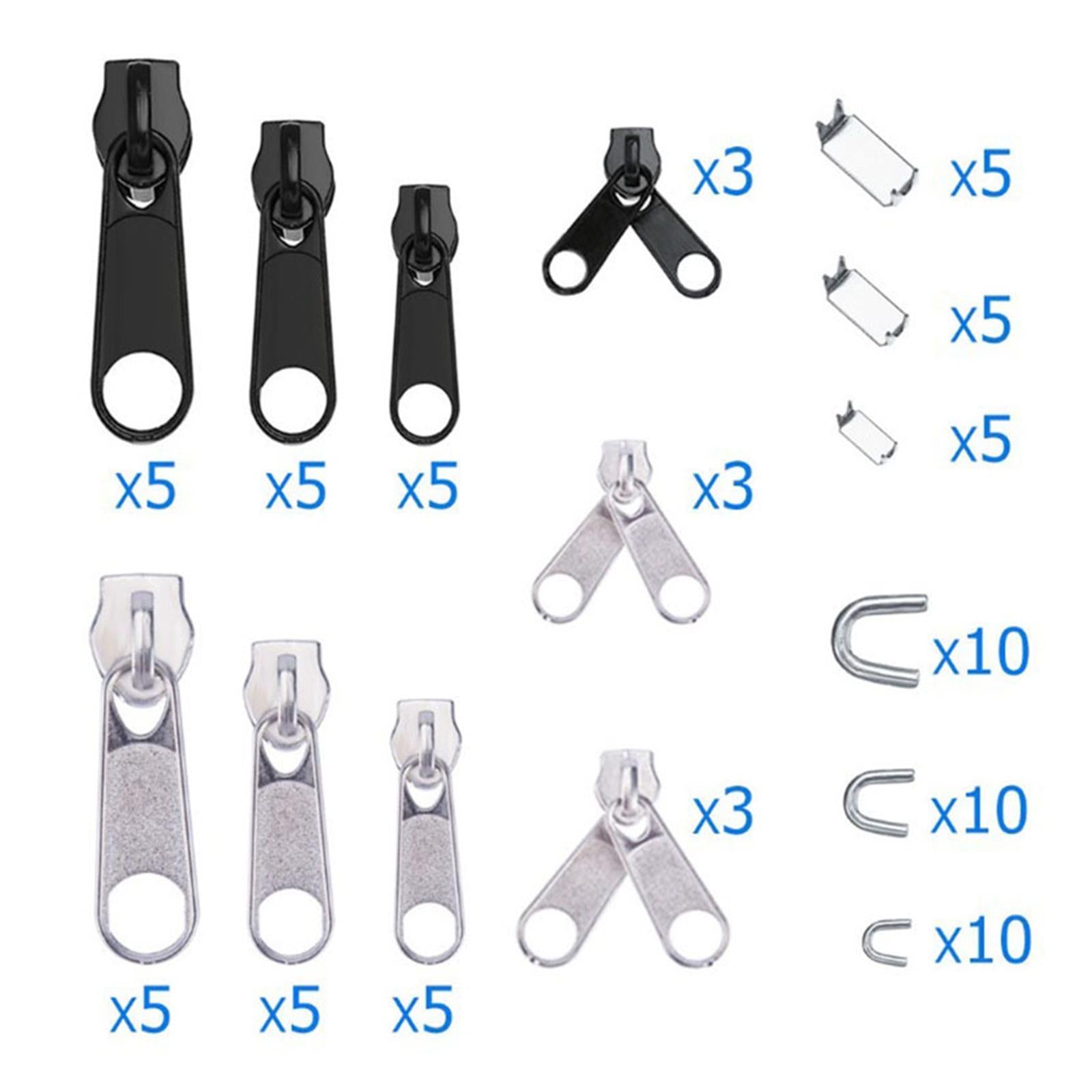 87 Pieces Nylon Zipper Repair Kit Zipper Heads Coat Replacement White zipper