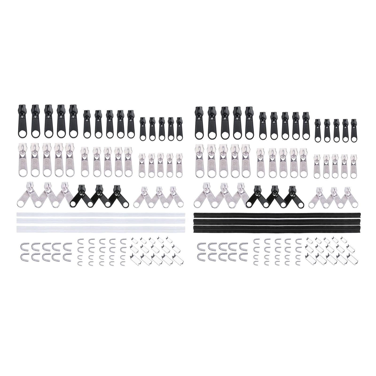 87 Pieces Nylon Zipper Repair Kit Zipper Heads Coat Replacement White zipper