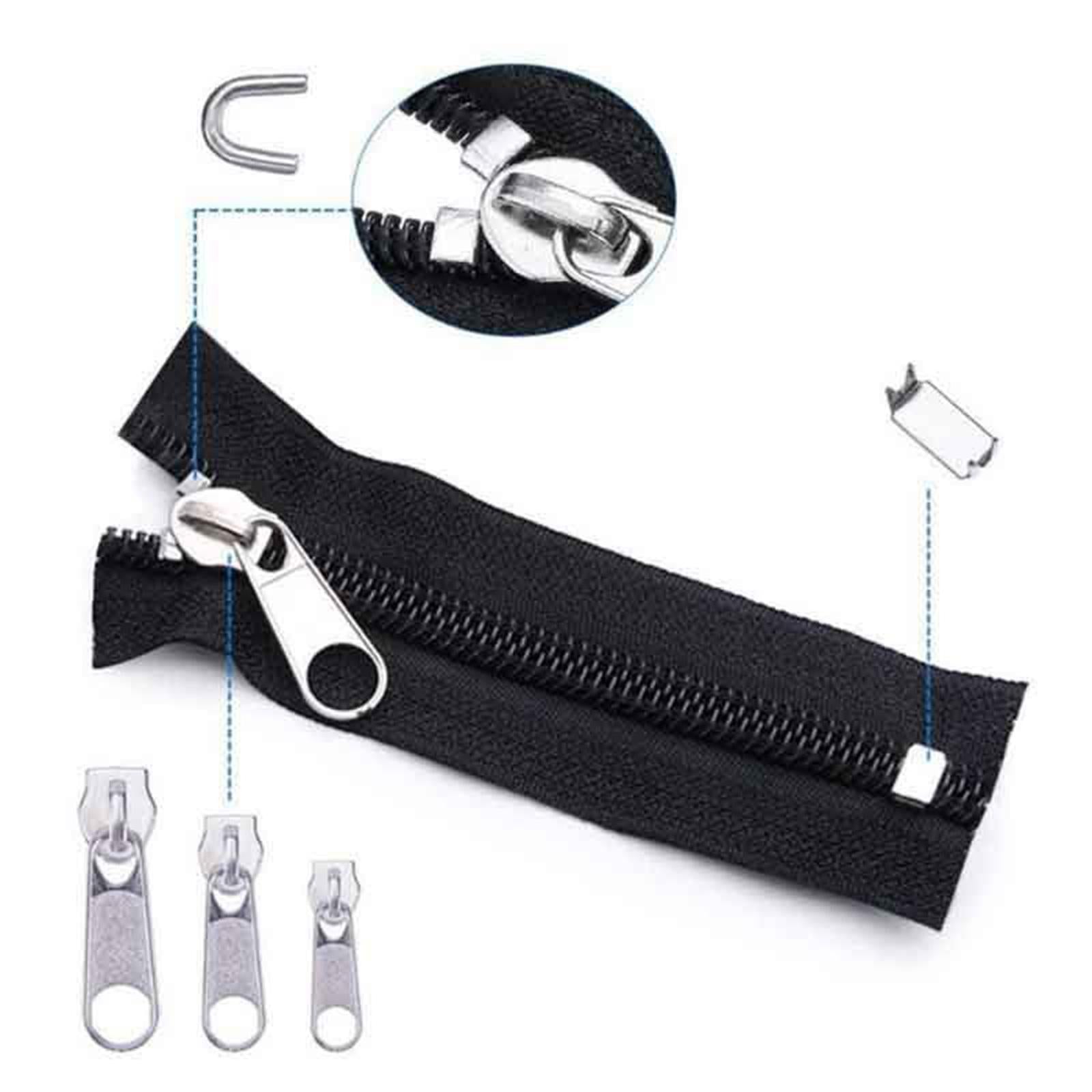 87 Pieces Nylon Zipper Repair Kit Zipper Heads Coat Replacement Black zipper