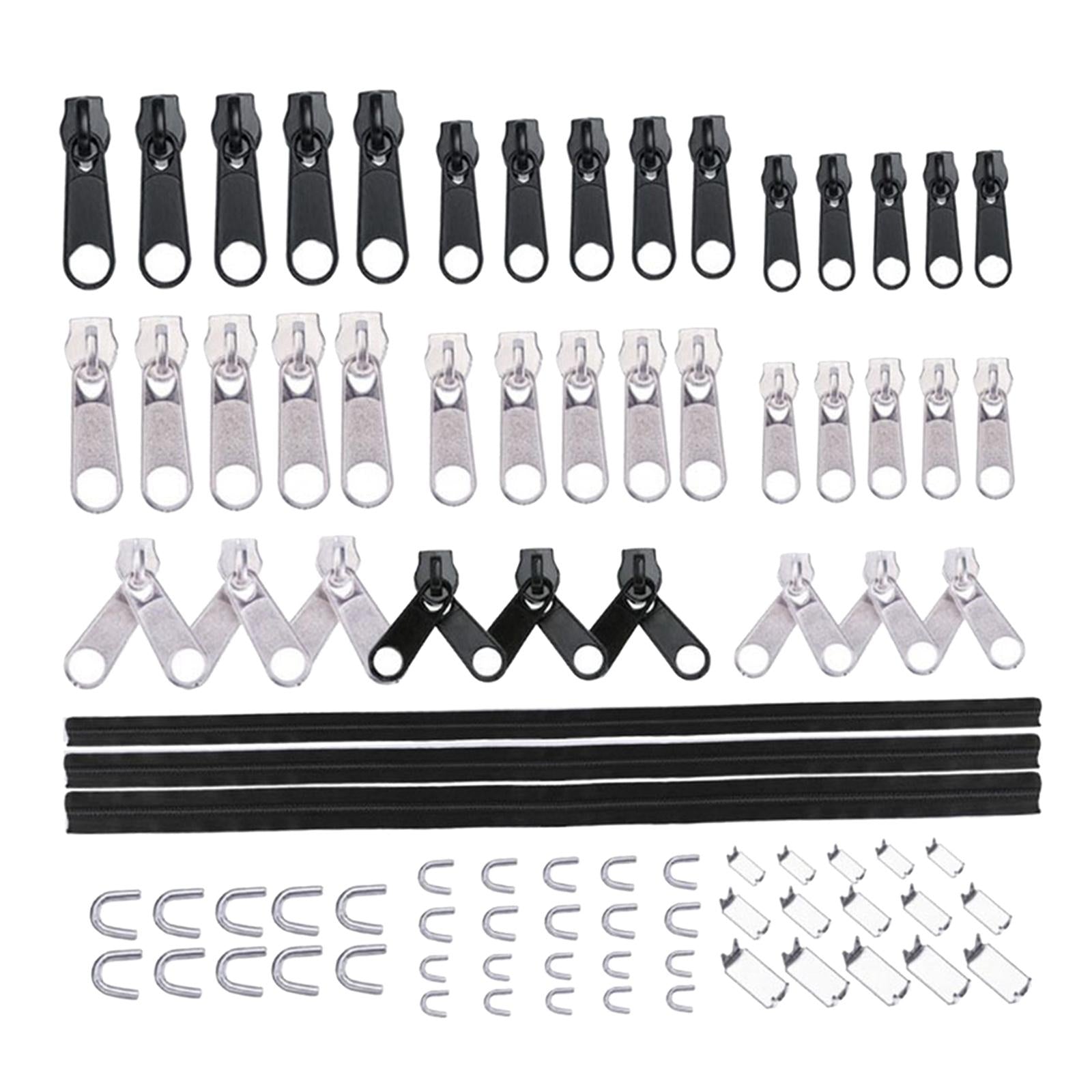 87 Pieces Nylon Zipper Repair Kit Zipper Heads Coat Replacement Black zipper