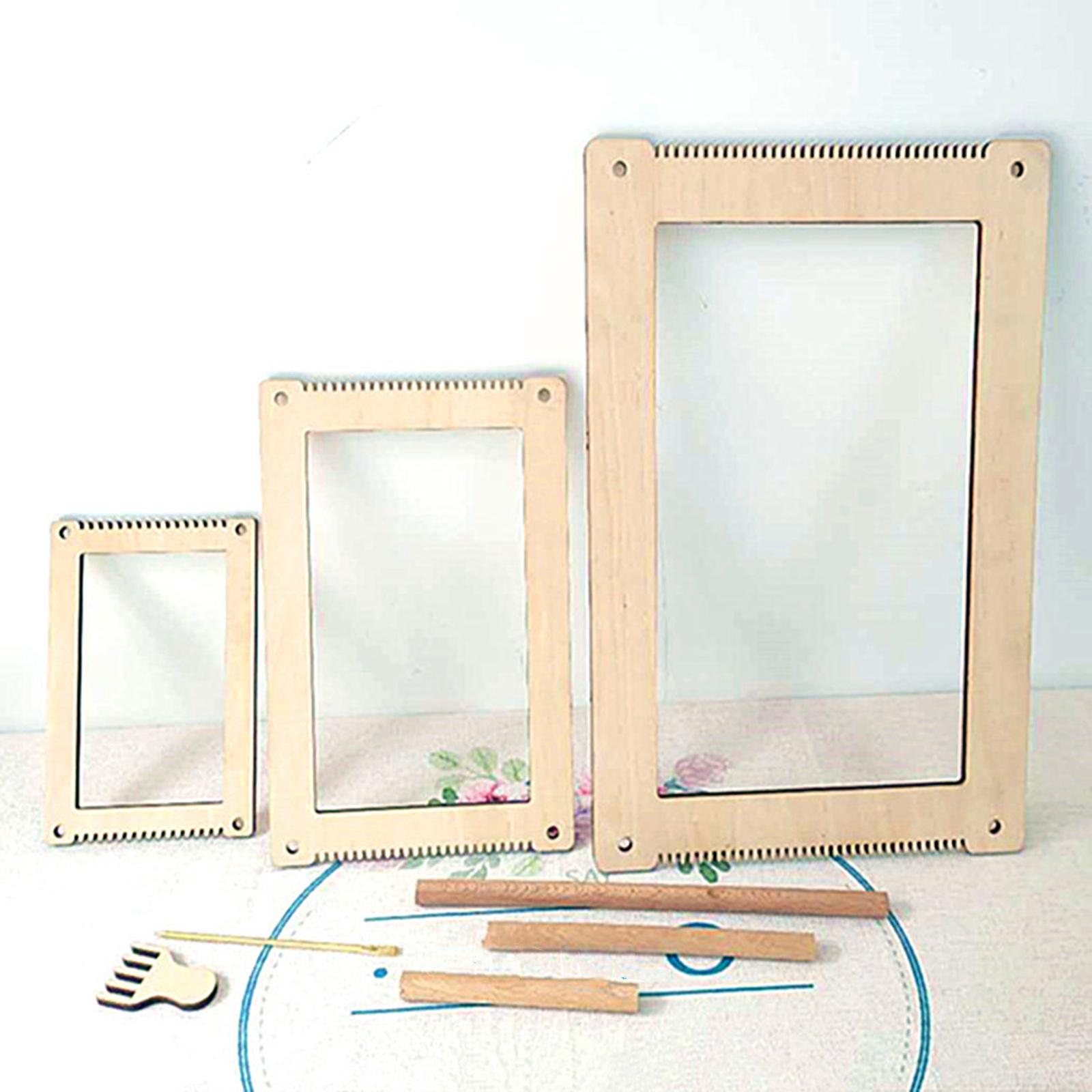 3x Wood Weaving Loom Kit with Needle Multi-Craft DIY Kids Adult Weaver Tool