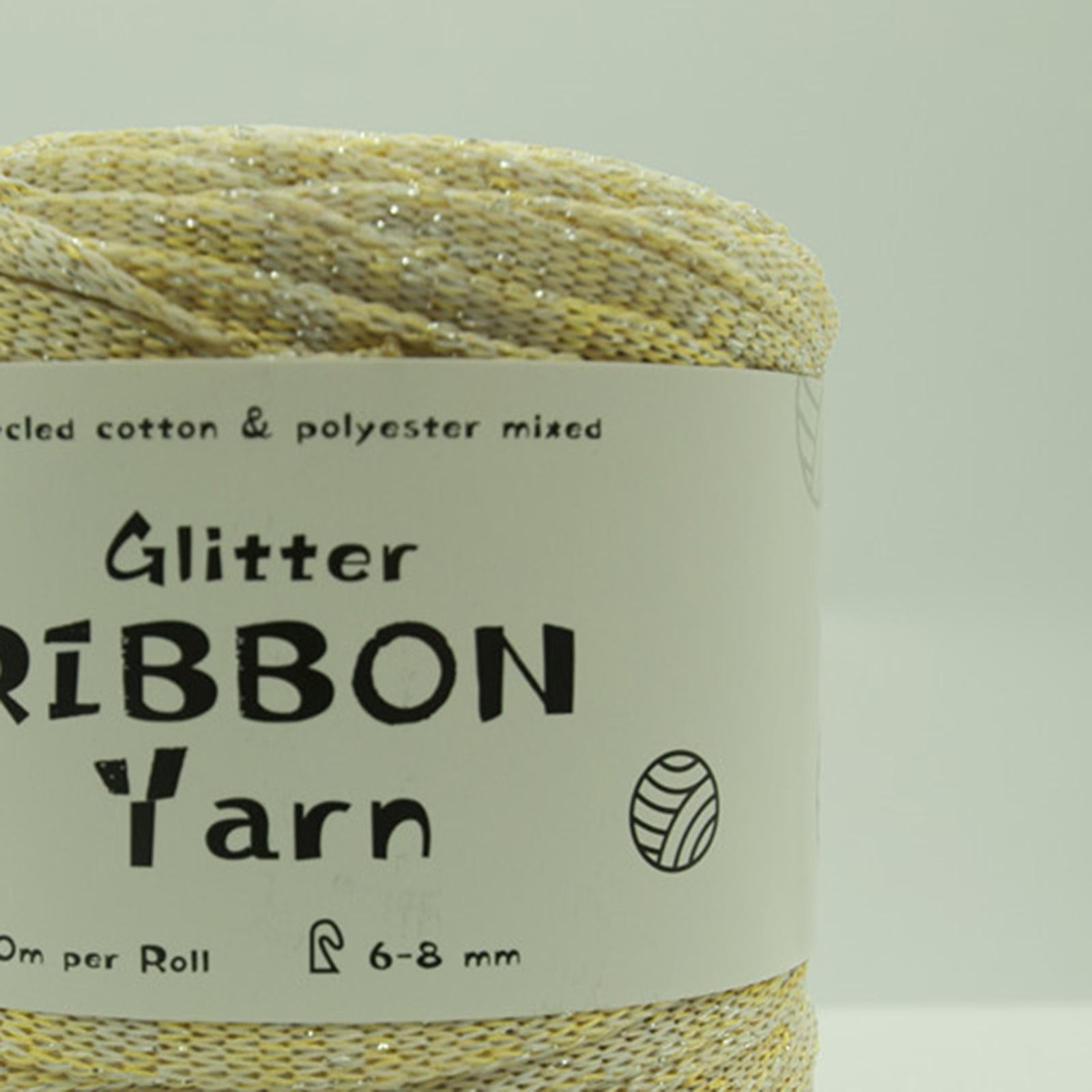 Glitter Ribbon Yarn 90M Handmade DIY Bag Blanket Hand-Knitted Material Yellow