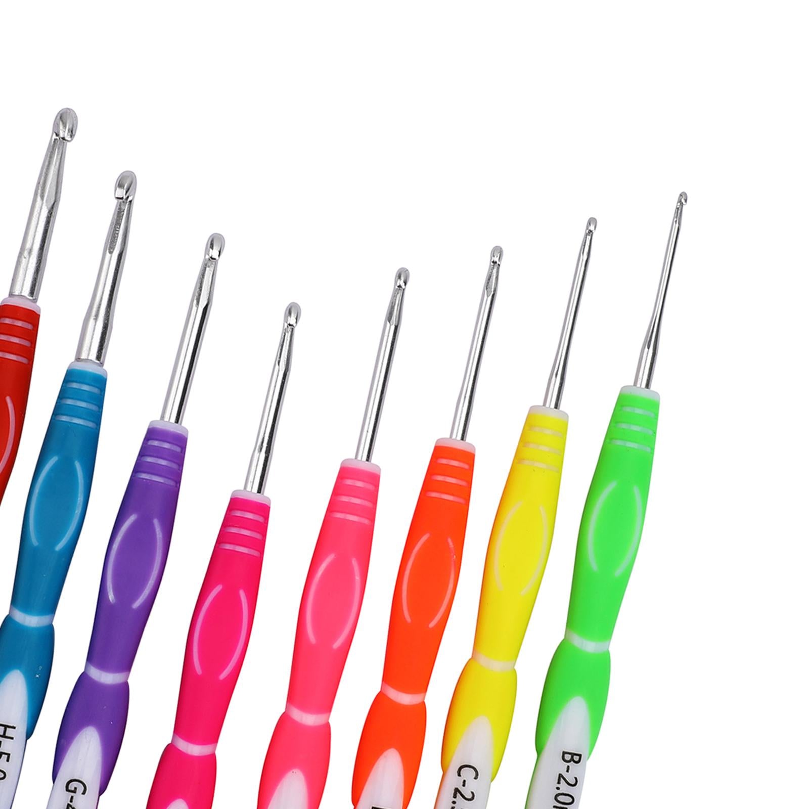 9Pcs TPR Aluminium Crochet Hooks Needle Yarn Knitting Hook 2-6mm Sewing Tool F