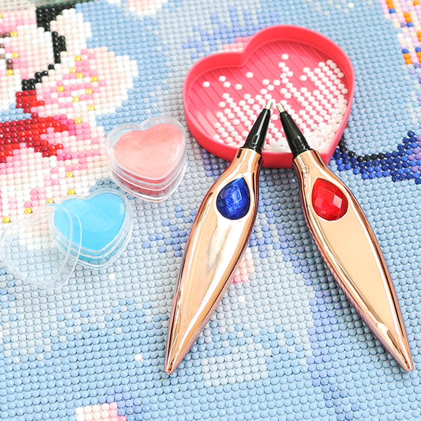 Diamond Art Pen and Trays Set Embroidery Tools for Crafts Cross Stitch Red