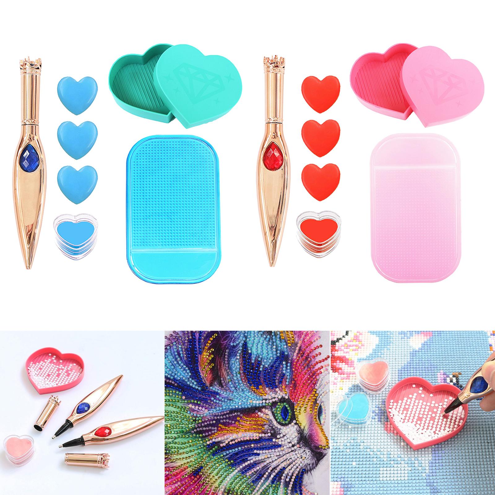 Diamond Art Pen and Trays Set Embroidery Tools for Crafts Cross Stitch Red