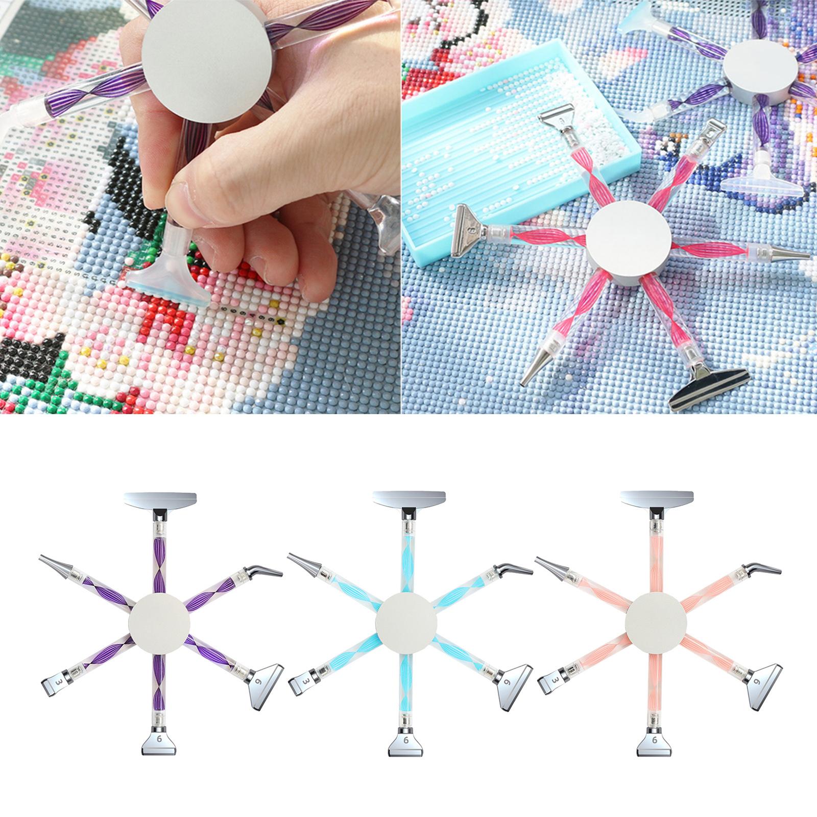 Multi-link 6 Heads 5D Diamond Painting Pen Cross Stitch Art Pen Purple