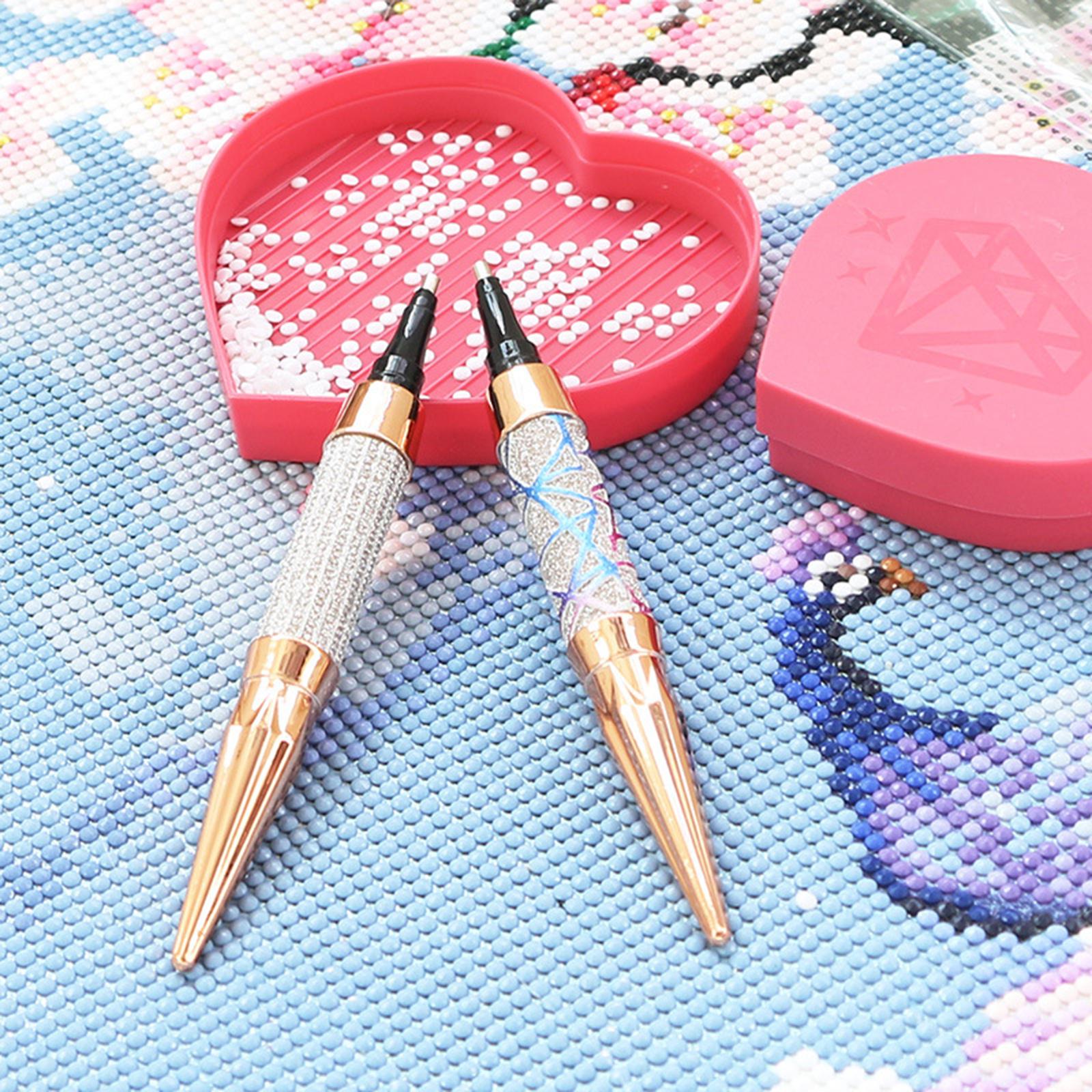 2x Diamond Painting Pen Point Drill Embroidery Cross Clear Pink Crystal