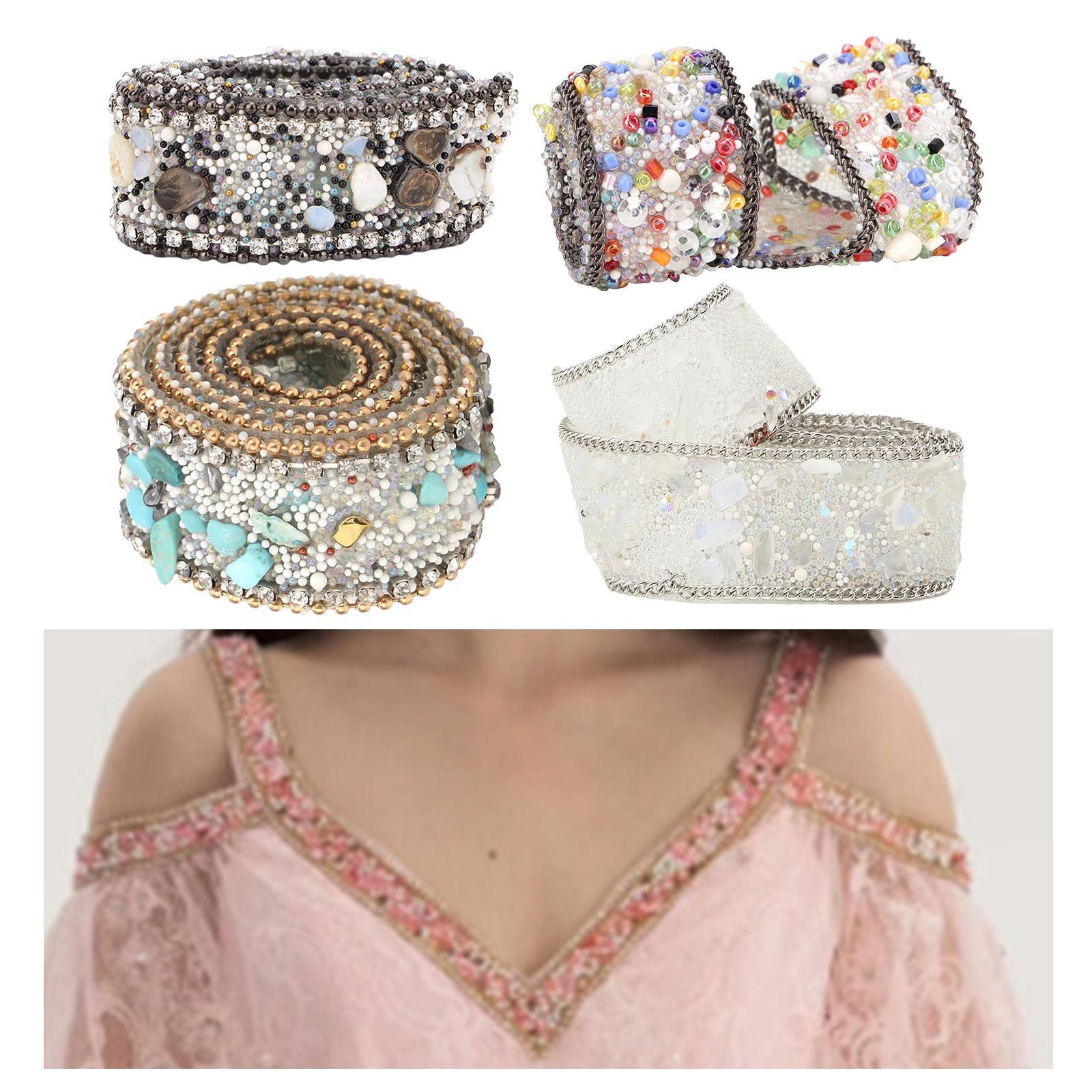 Gravel Shell Diamond Lace Ribbon Colorful Trim Sewing Embellish White