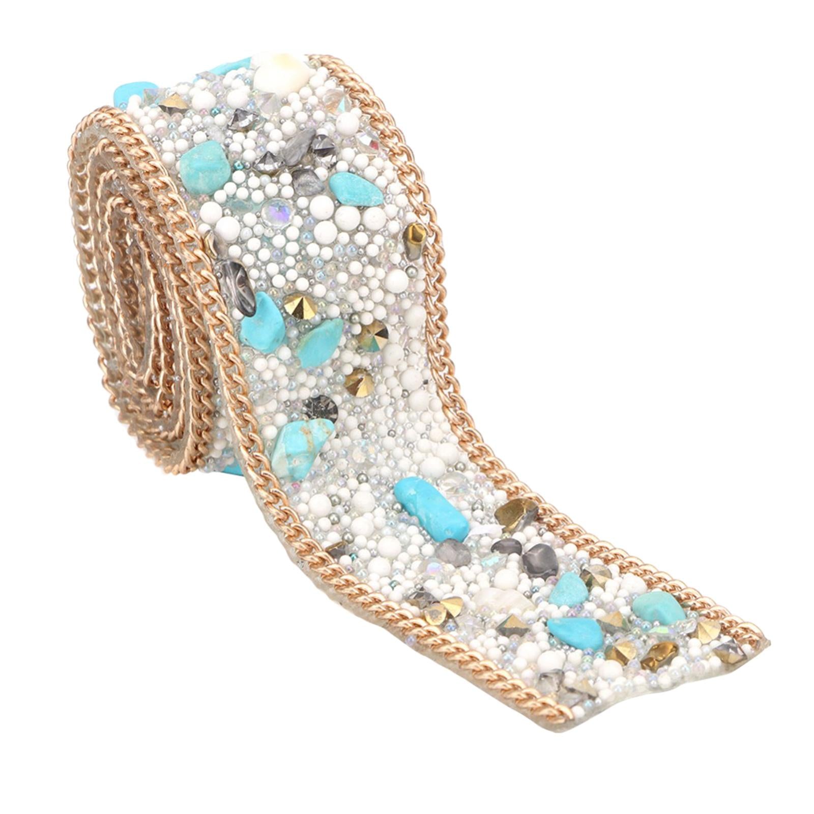 Gravel Shell Diamond Lace Ribbon Colorful Trim Sewing Embellish Green