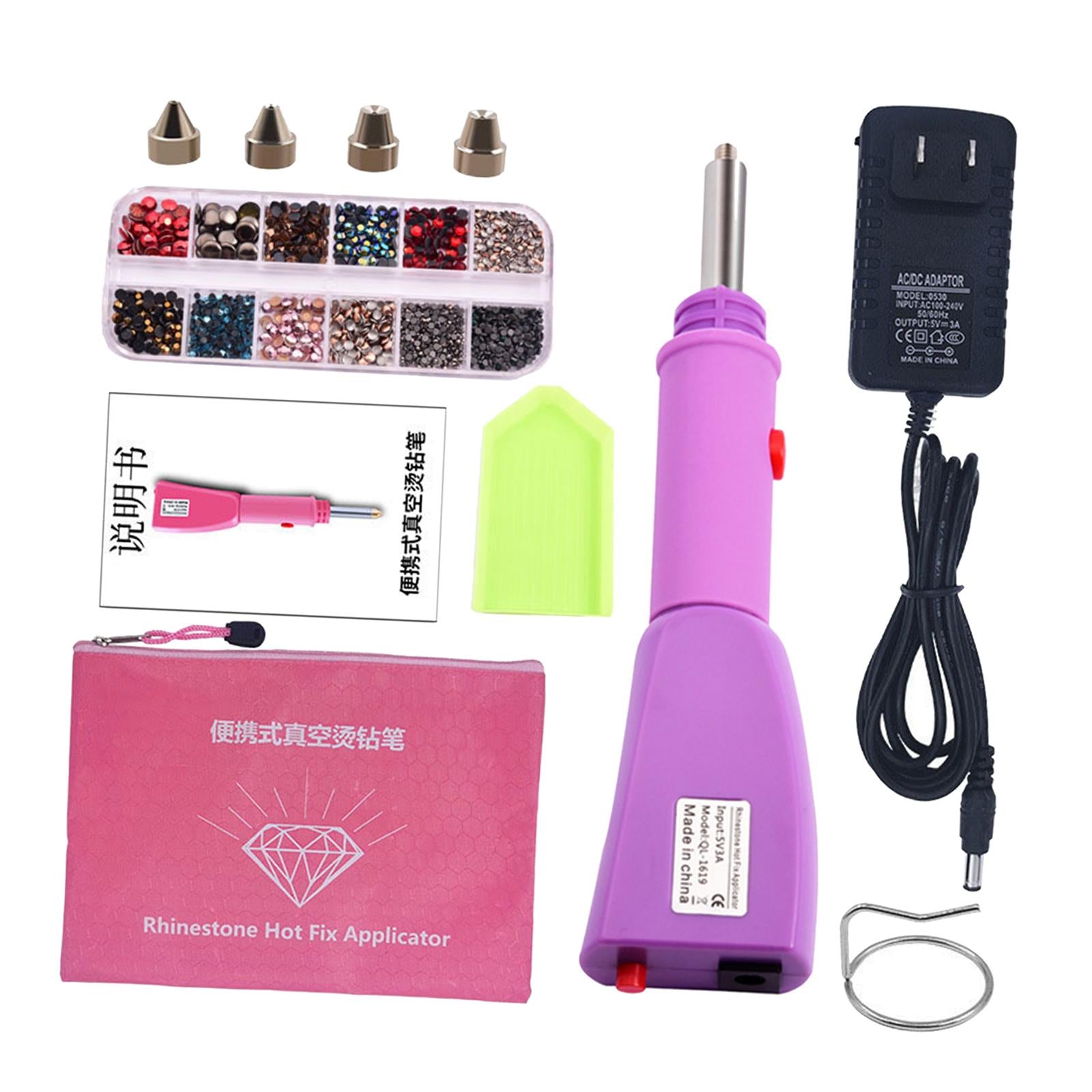 Hotfix Applicator Kit Wand Hot Fix Rhinestone Iron On for Nails Decor Purple