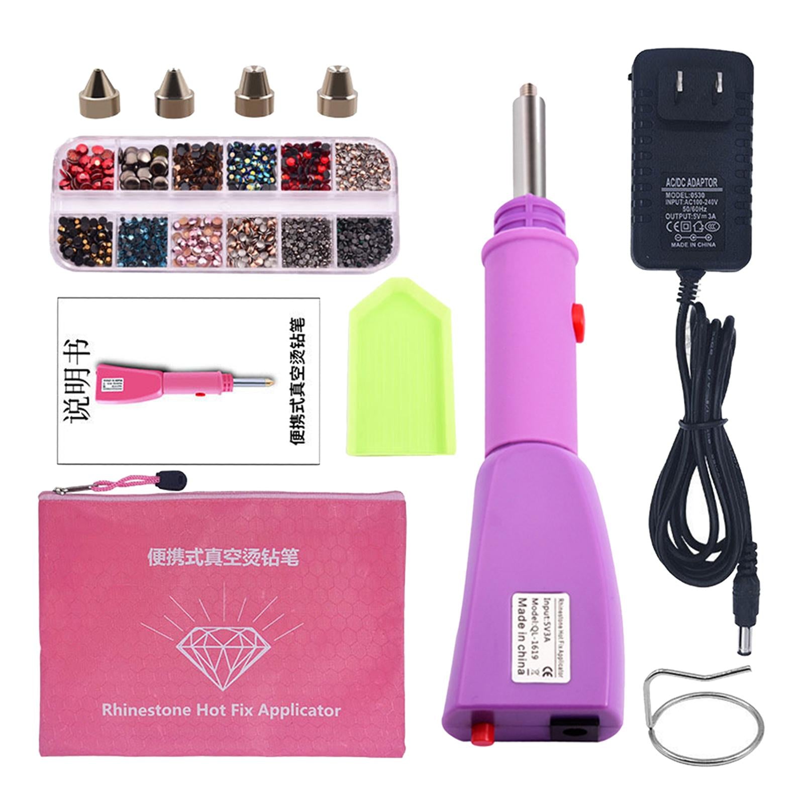 Hotfix Applicator Kit Wand Hot Fix Rhinestone Iron On for Nails Decor Purple