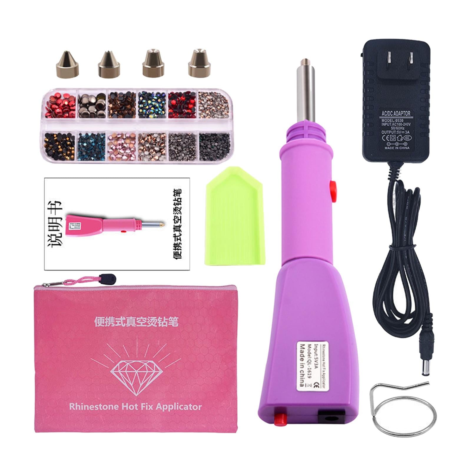 Hotfix Applicator Kit Wand Hot Fix Rhinestone Iron On for Nails Decor Purple