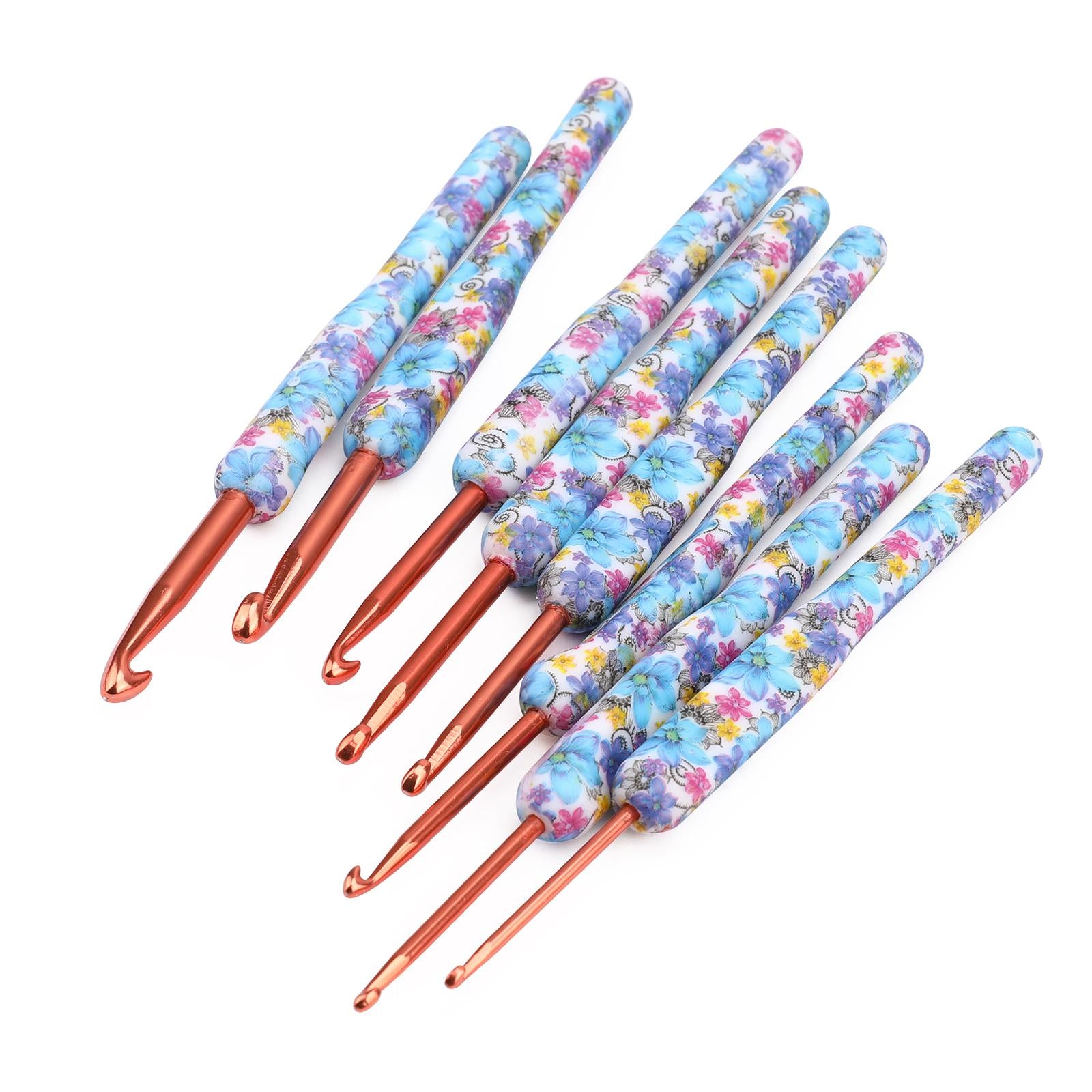 29x Aluminum Crochet Hooks Needles Knit Set Ergonomic Weave Yarn Craft Blue