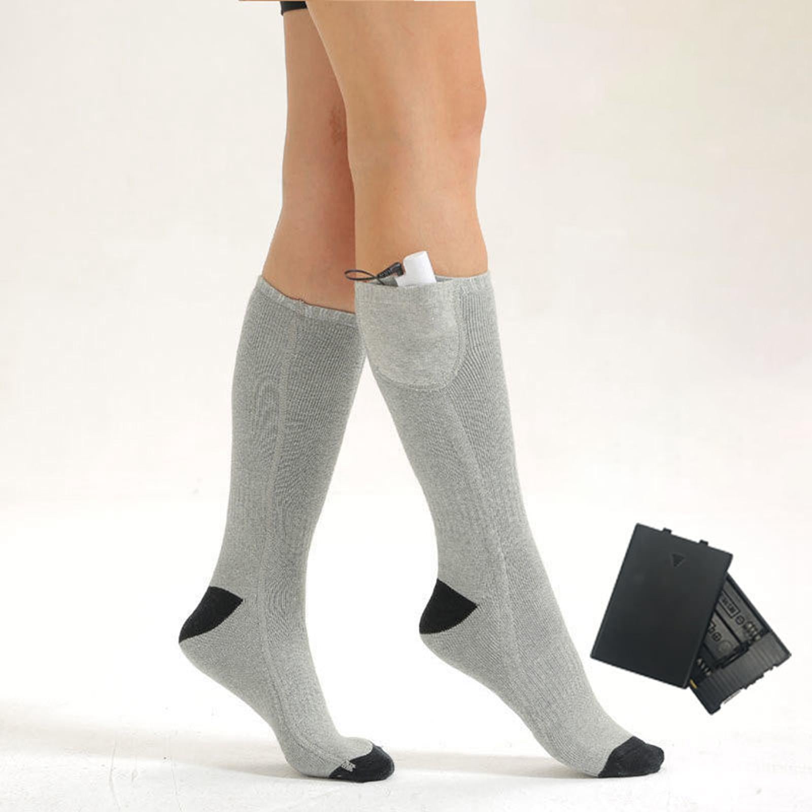 Electric Heated Socks Rechargeable Battery Women Men Feet Winter Warm Skiing Gray NonAdjustable