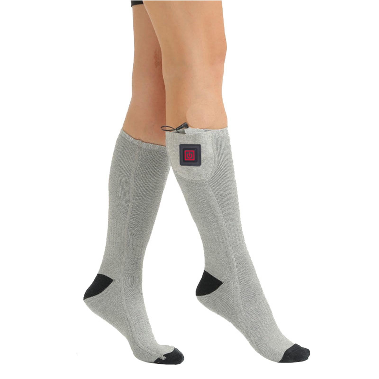 Electric Heated Socks Rechargeable Battery Women Men Feet Winter Warm Skiing Gray NonAdjustable