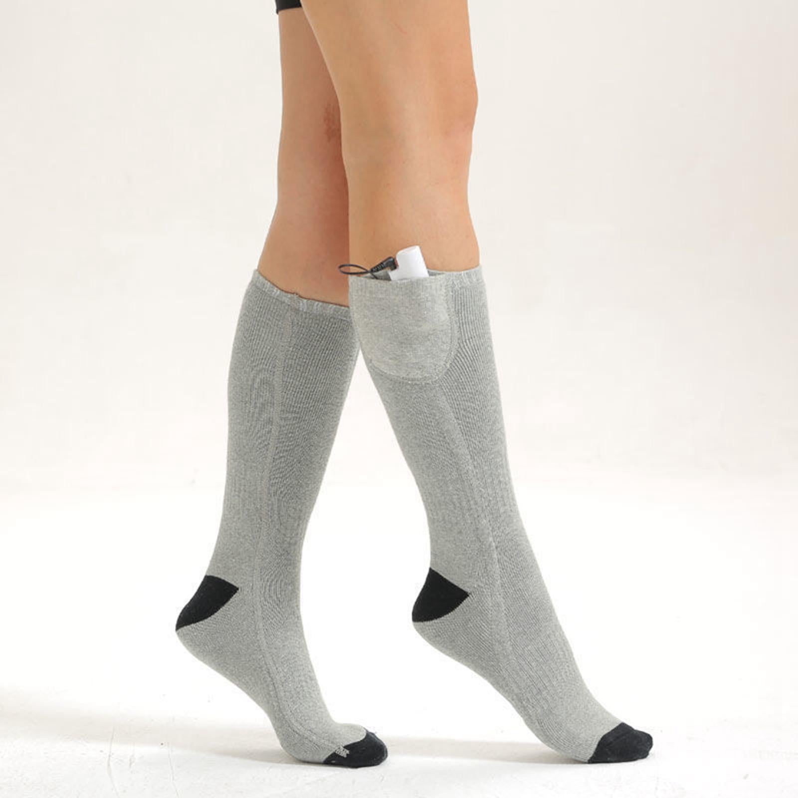 Electric Heated Socks Rechargeable Battery Women Men Feet Winter Warm Skiing Gray NonAdjustable