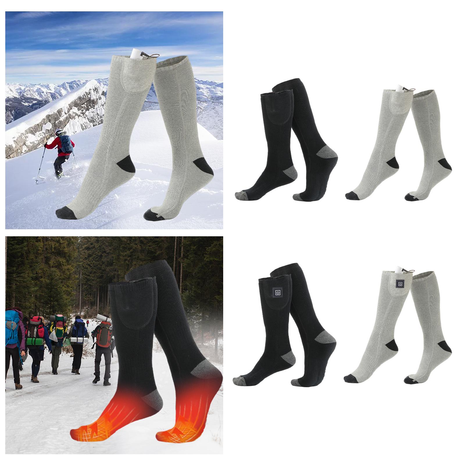 Electric Heated Socks Rechargeable Battery Women Men Feet Winter Warm Skiing Gray NonAdjustable