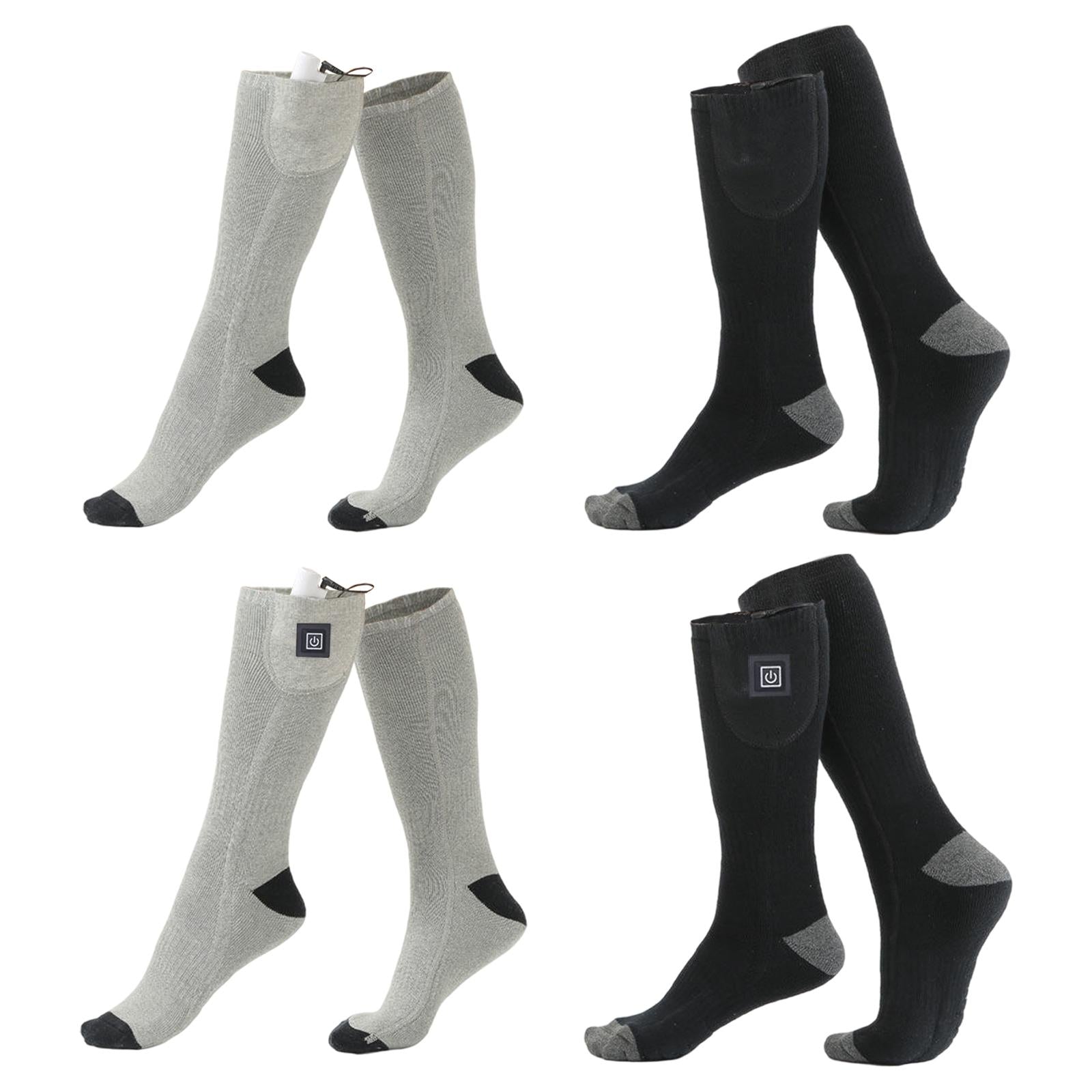 Electric Heated Socks Rechargeable Battery Women Men Feet Winter Warm Skiing Gray NonAdjustable