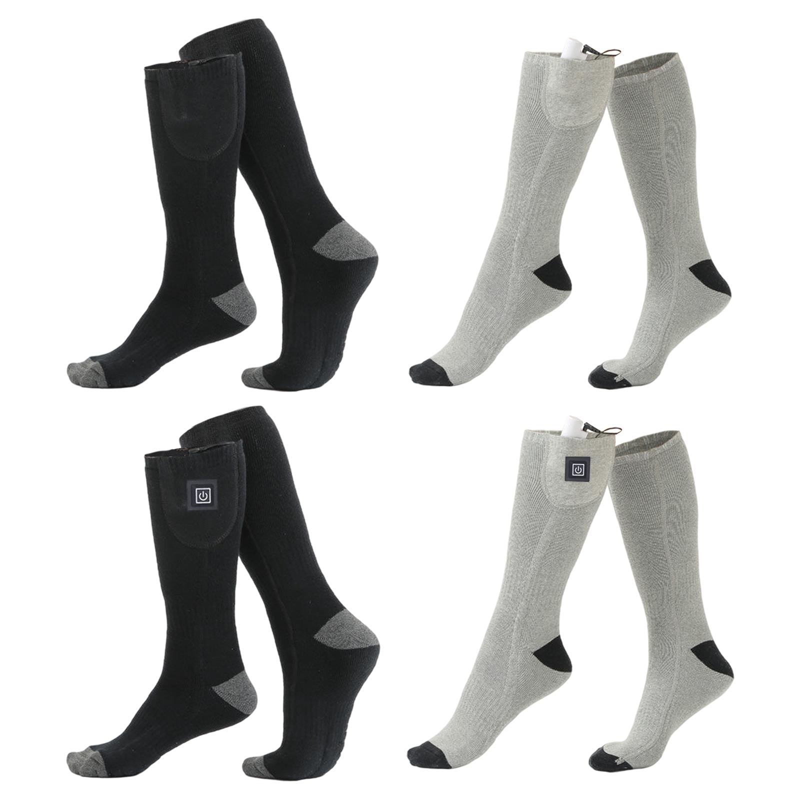 Electric Heated Socks Rechargeable Battery Women Men Feet Winter Warm Skiing Gray NonAdjustable